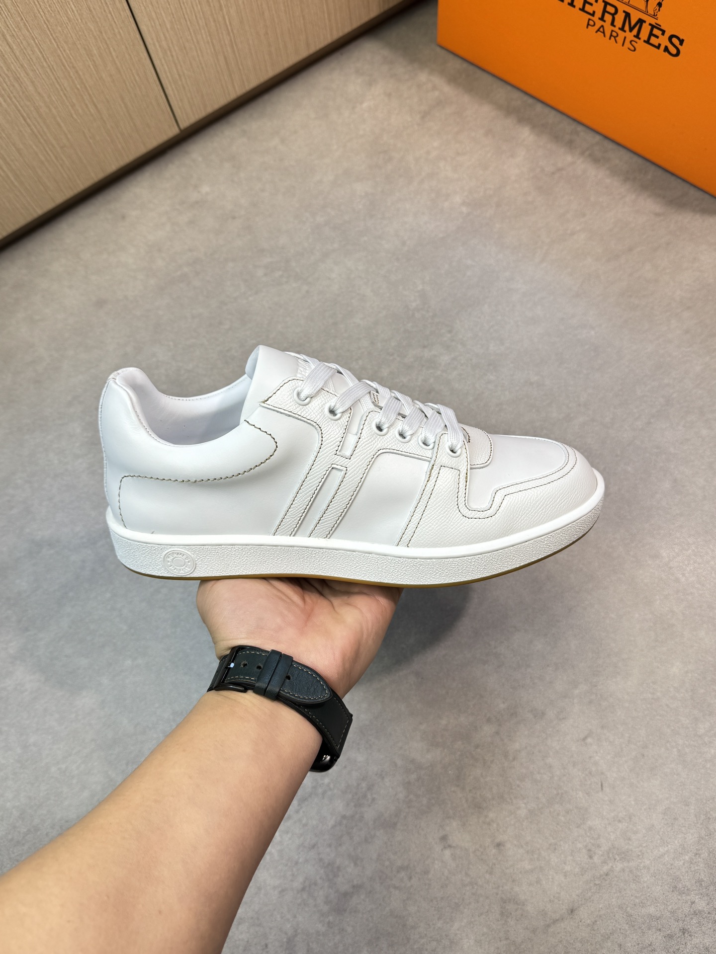 [HERMES] Hermes - Zapatillas deportivas originales de gama alta - Exterior: piel de ternero napa, pi