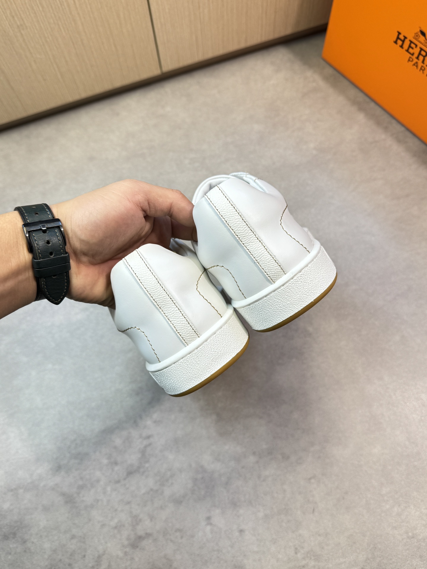 [HERMES] Hermes - Zapatillas deportivas originales de gama alta - Exterior: piel de ternero napa, pi