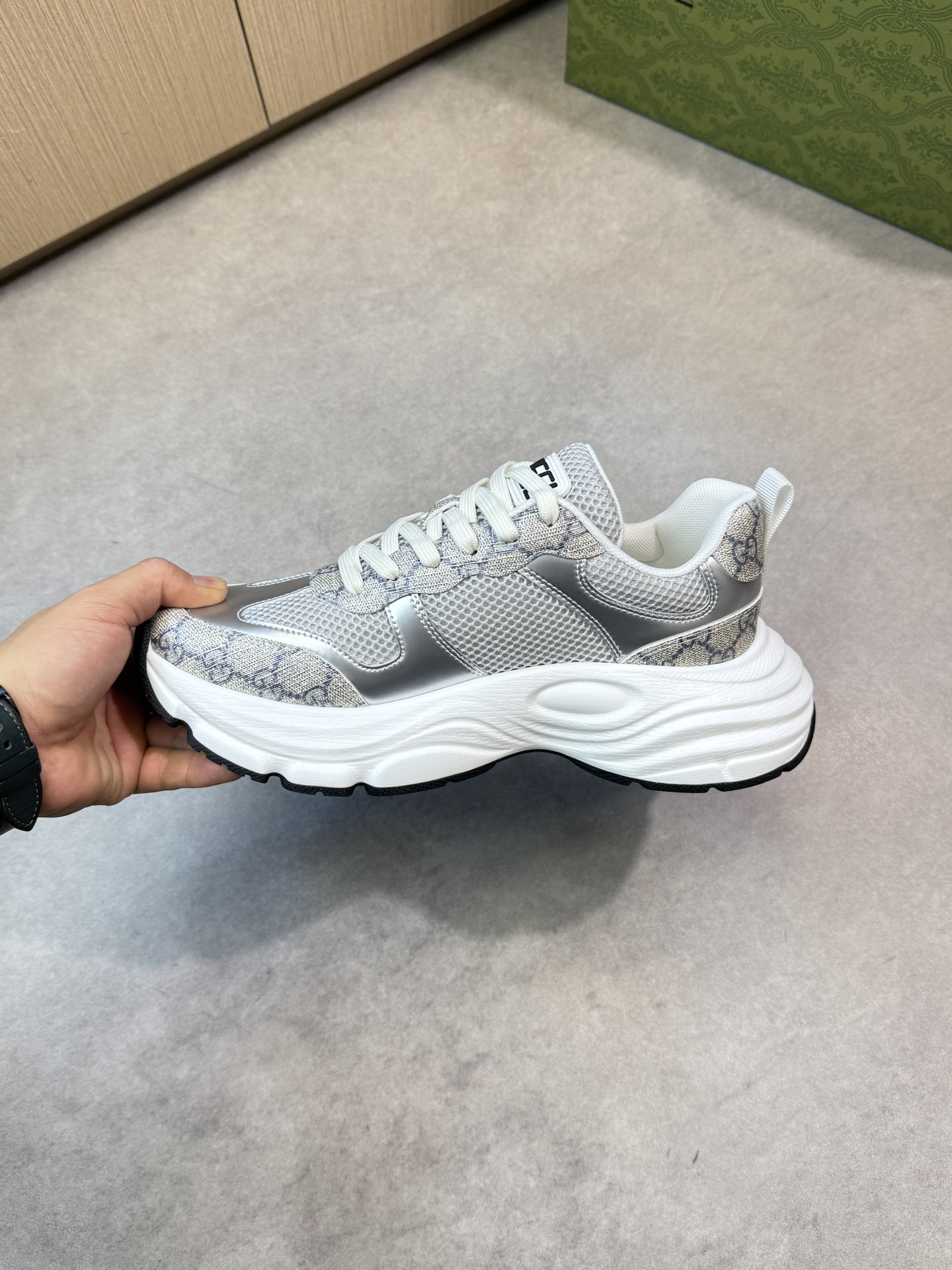 Gucci Women's Silver Tumbled Sneakers Designer Athletic Shoes Size 38-44 6 i1744047690 9998 4