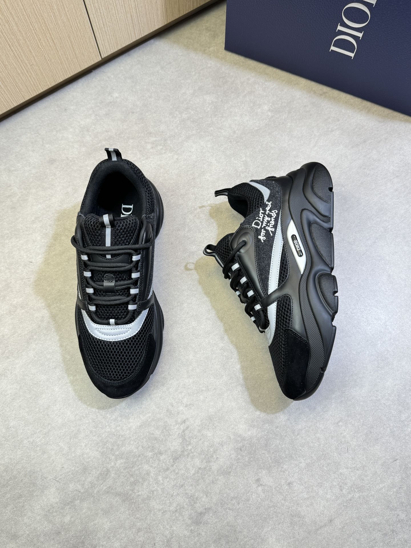 Dior Men's Black Nappa Leather and Mesh Runner Sneakers Size 39-44 3 i1744221268 2726 1