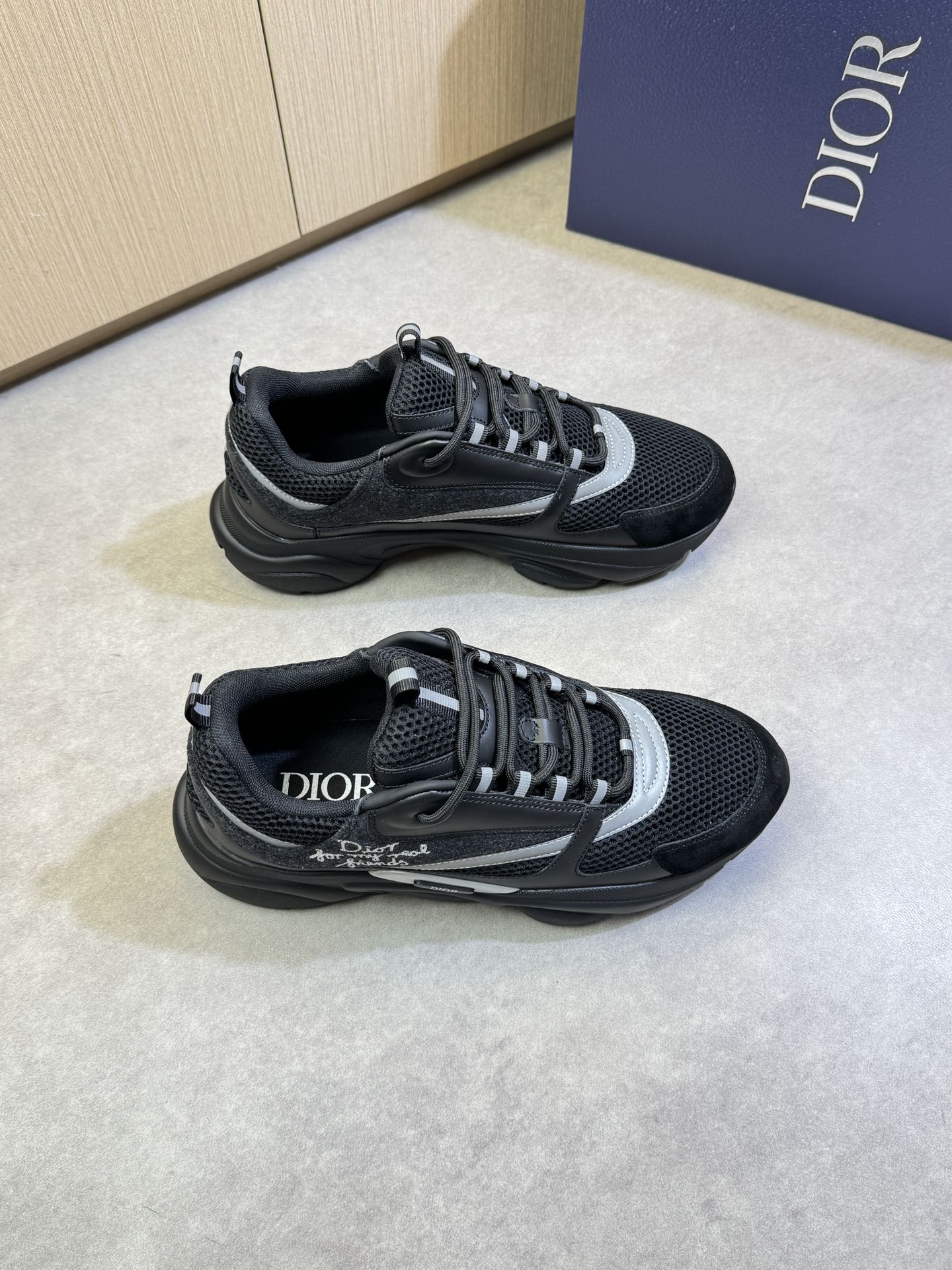 Dior Men's Black Nappa Leather and Mesh Runner Sneakers Size 39-44 1 Dior Men's Black Nappa Leather and Mesh Runner Sneakers Size 39-44