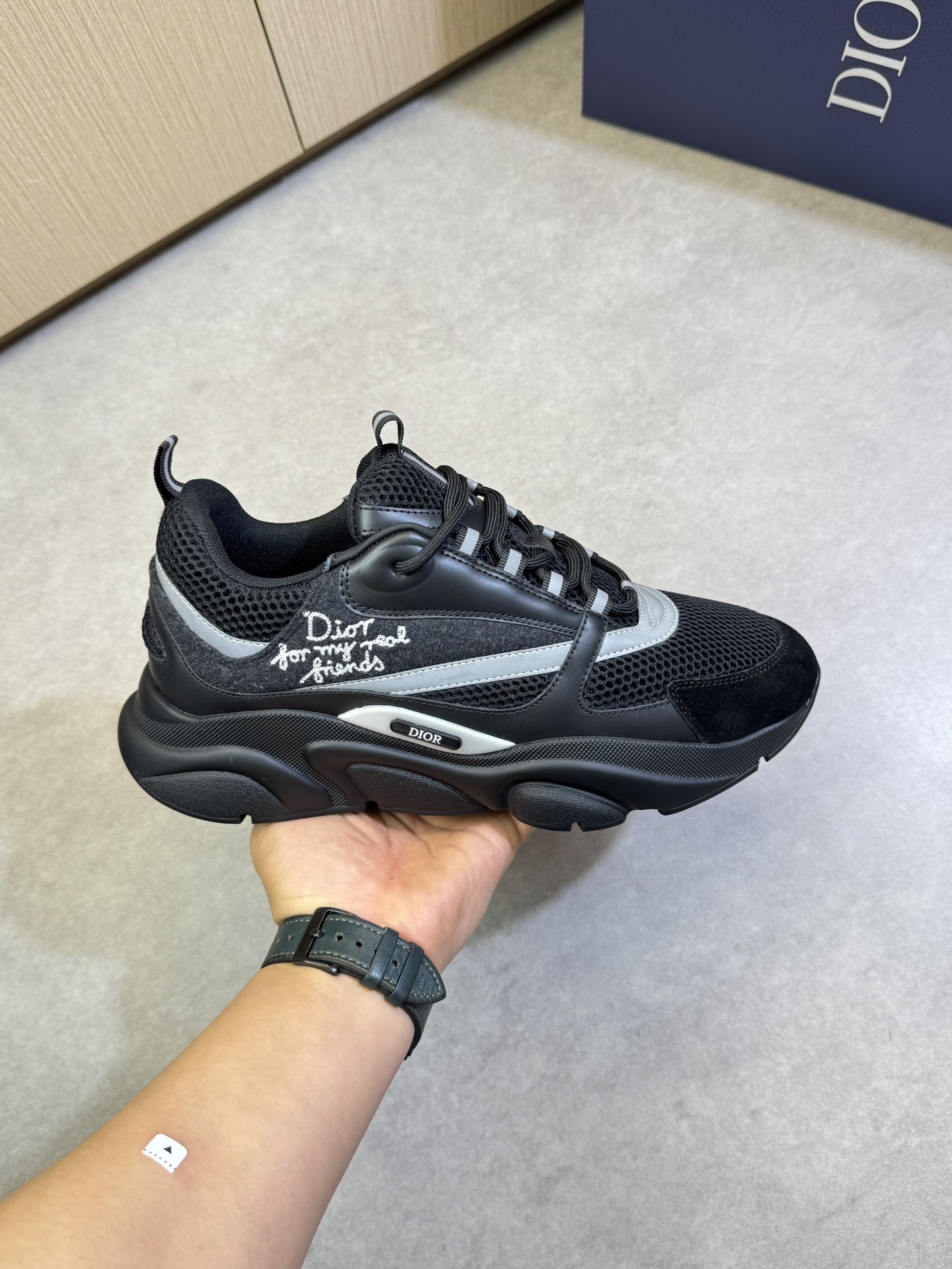Dior Men's Black Nappa Leather and Mesh Runner Sneakers Size 39-44 5 i1744221268 6572 3