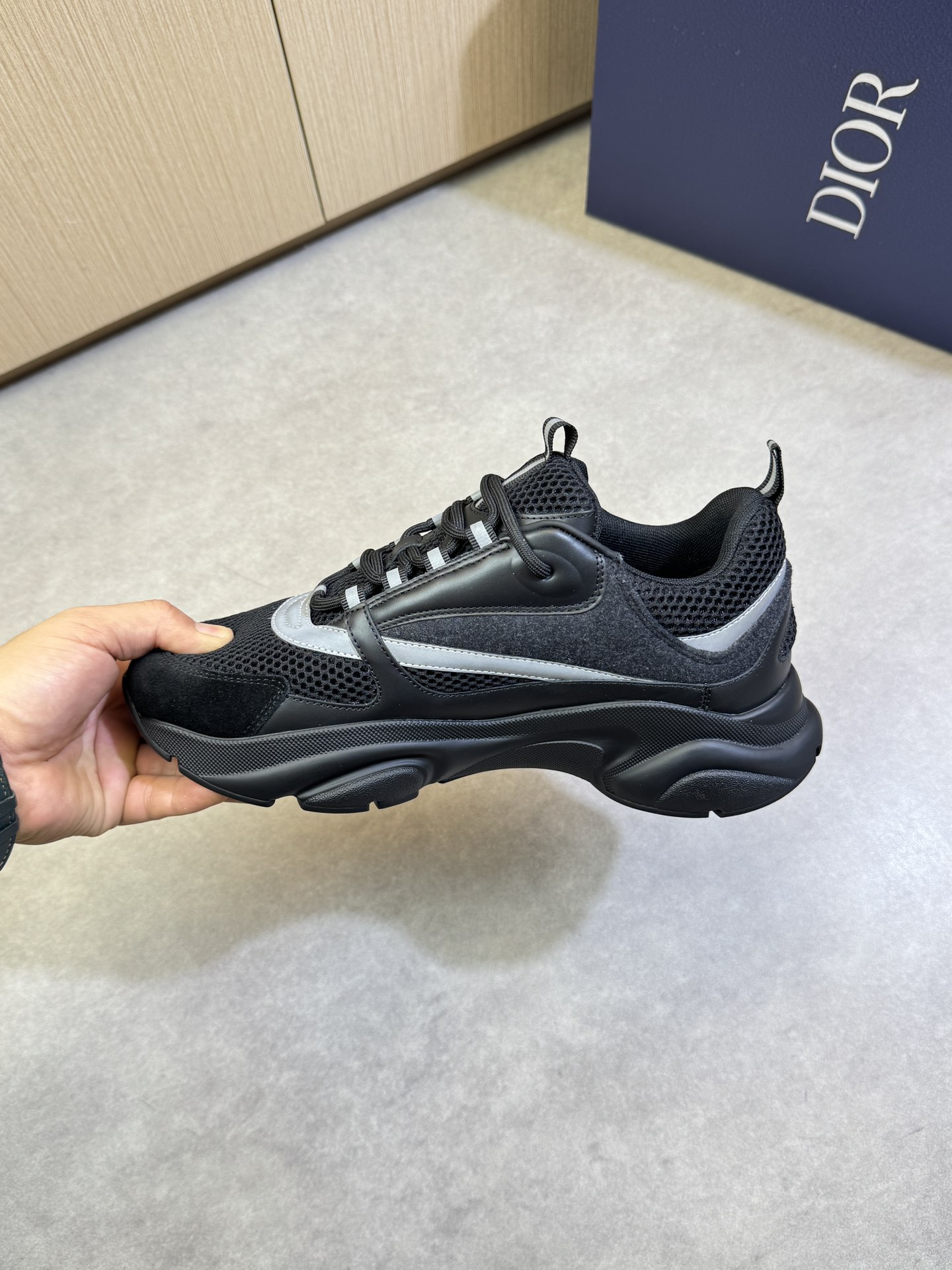 Dior Men's Black Nappa Leather and Mesh Runner Sneakers Size 39-44 6 i1744221268 893 4