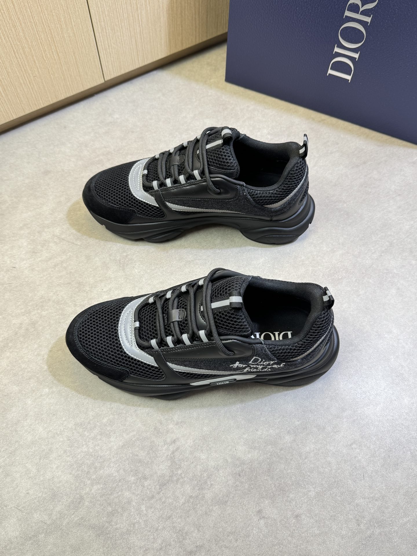 Dior Men's Black Nappa Leather and Mesh Runner Sneakers Size 39-44 4 i1744221268 9968 2