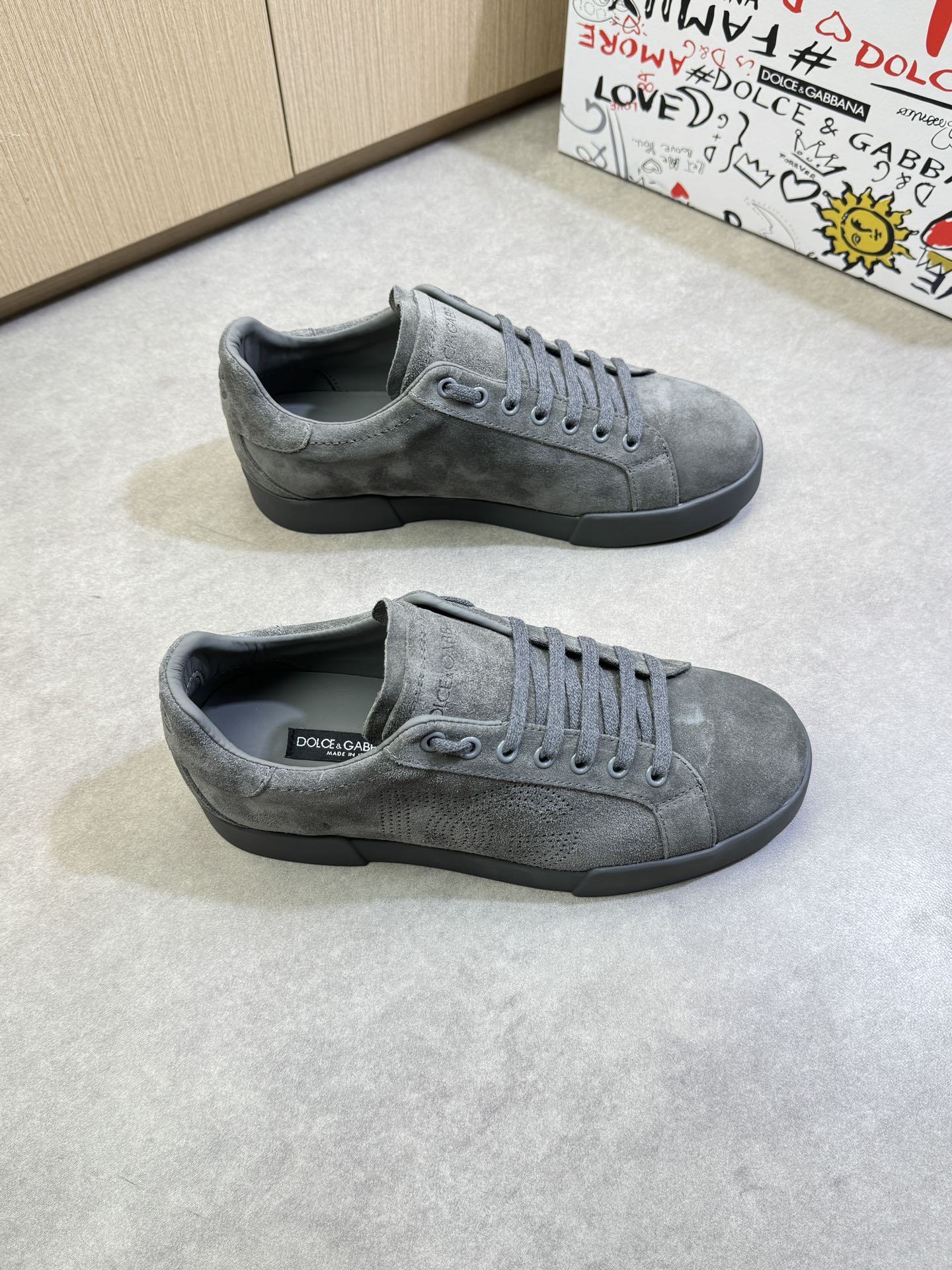 Dolce & Gabbana Gray Suede Leather Sneakers, Casual Shoes, Luxury Quality 1 i1744391895 974 0