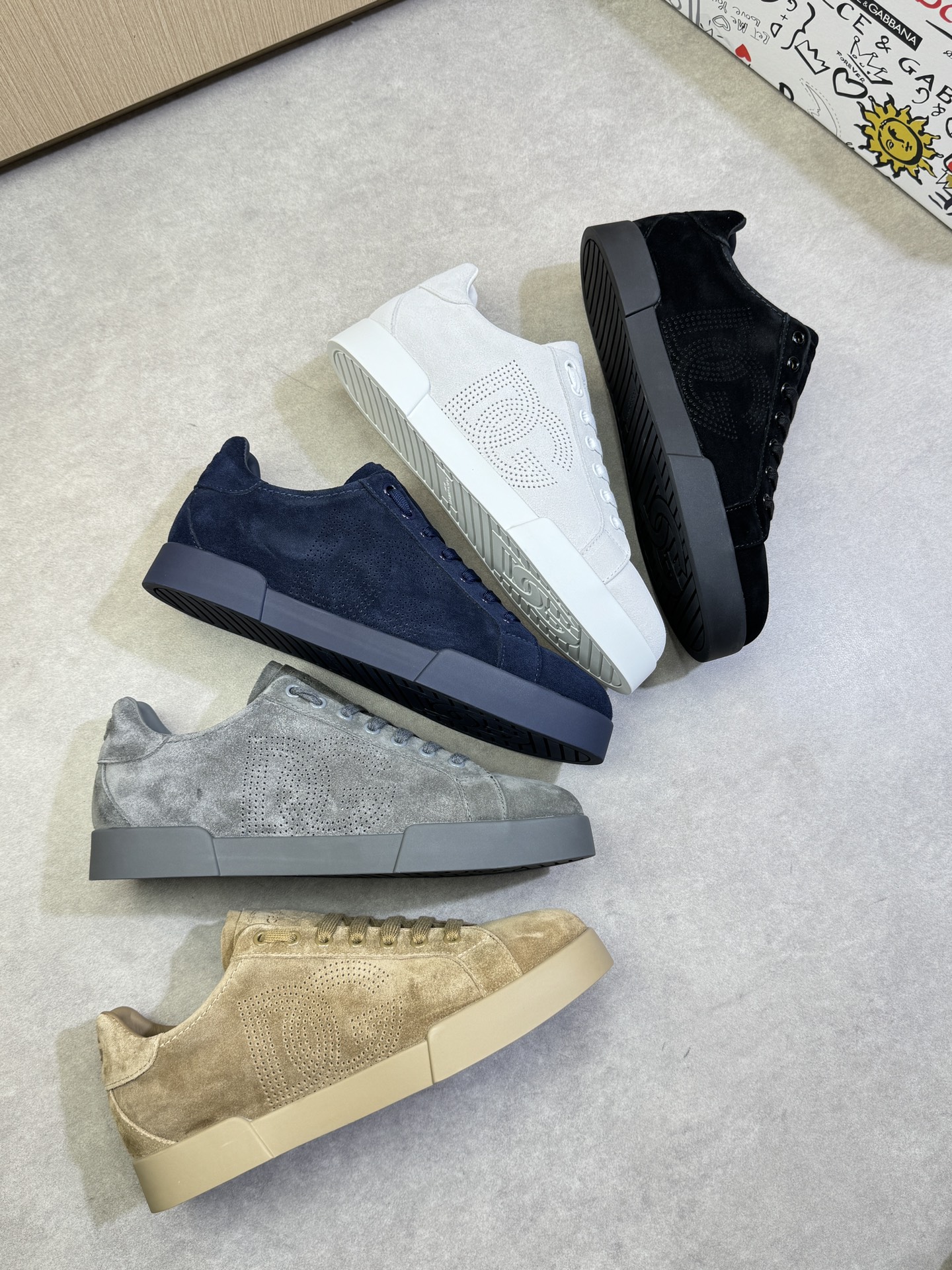 Dolce & Gabbana Leather Sneakers With Perforated DG Logo - Casual & Stylish