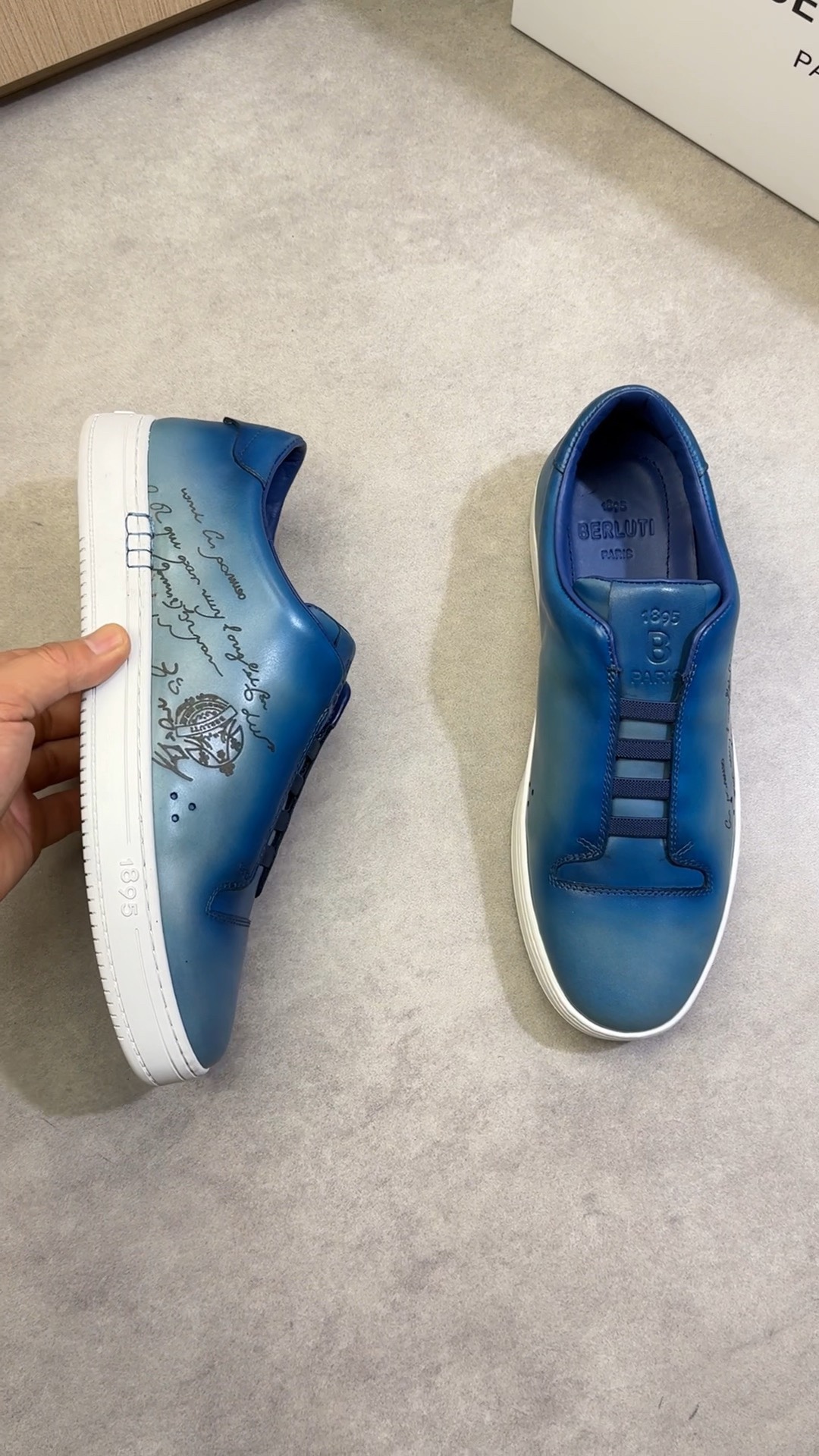 Berluti Leather Sneakers - Casual Sports Shoes - Premium Quality, Original Design