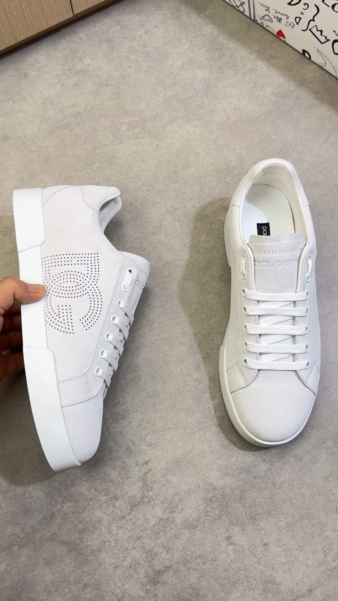 Dolce & Gabbana White Leather Sneakers With Perforated DG Logo