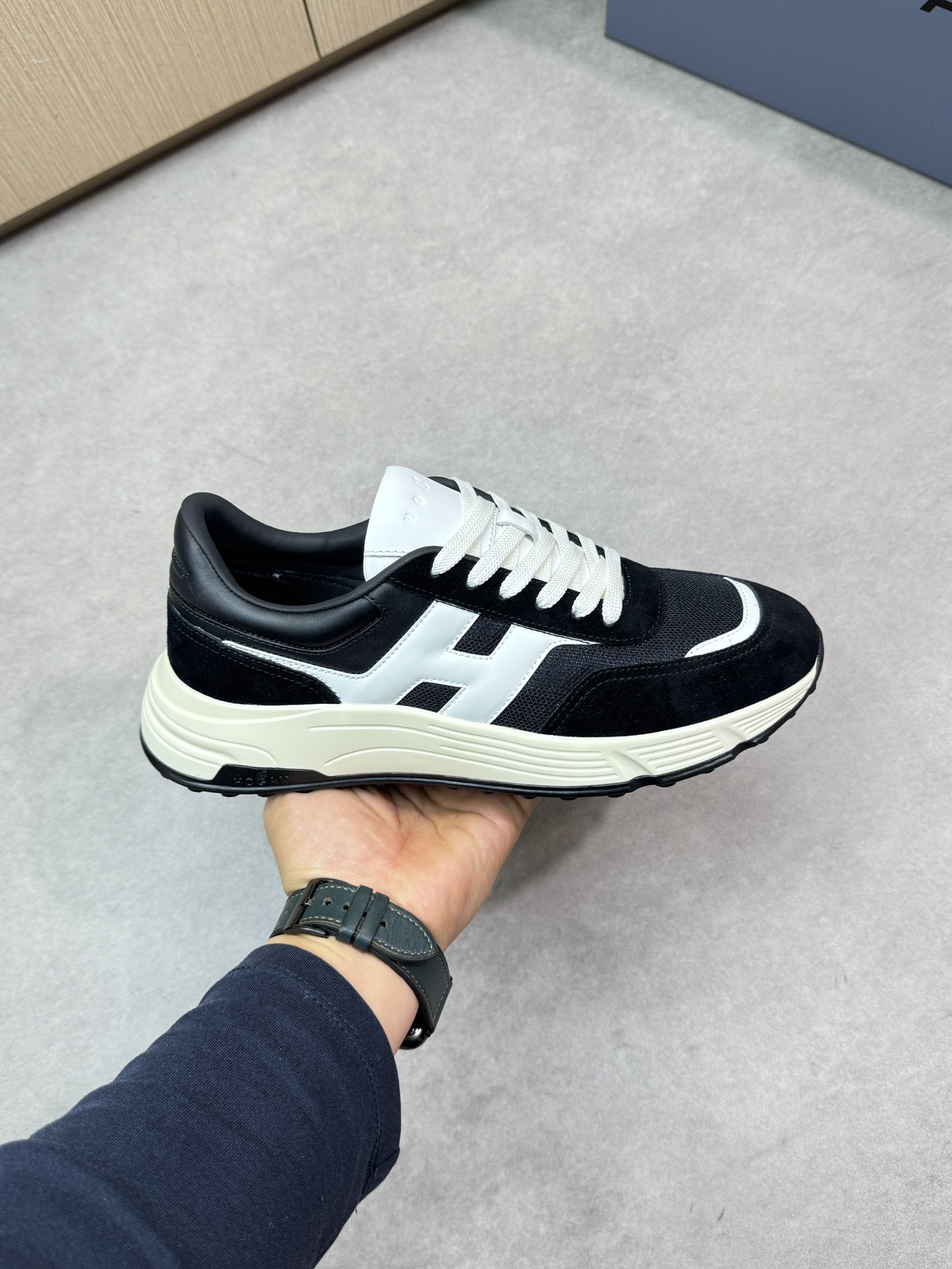 Hogan Men's Black Leather & Fabric Sneakers with Iconic 'H' Logo, Sizes 39-44 5 i1744651764 8065 3