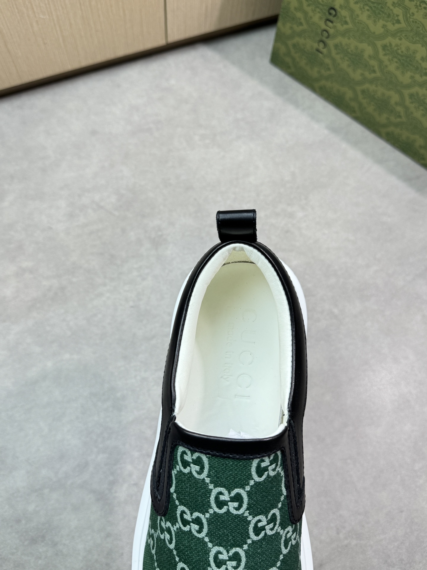 Gucci Men's Green GG Supreme Canvas Slip-On Sneakers, Size 38-44 8 i1744737474 1611 6