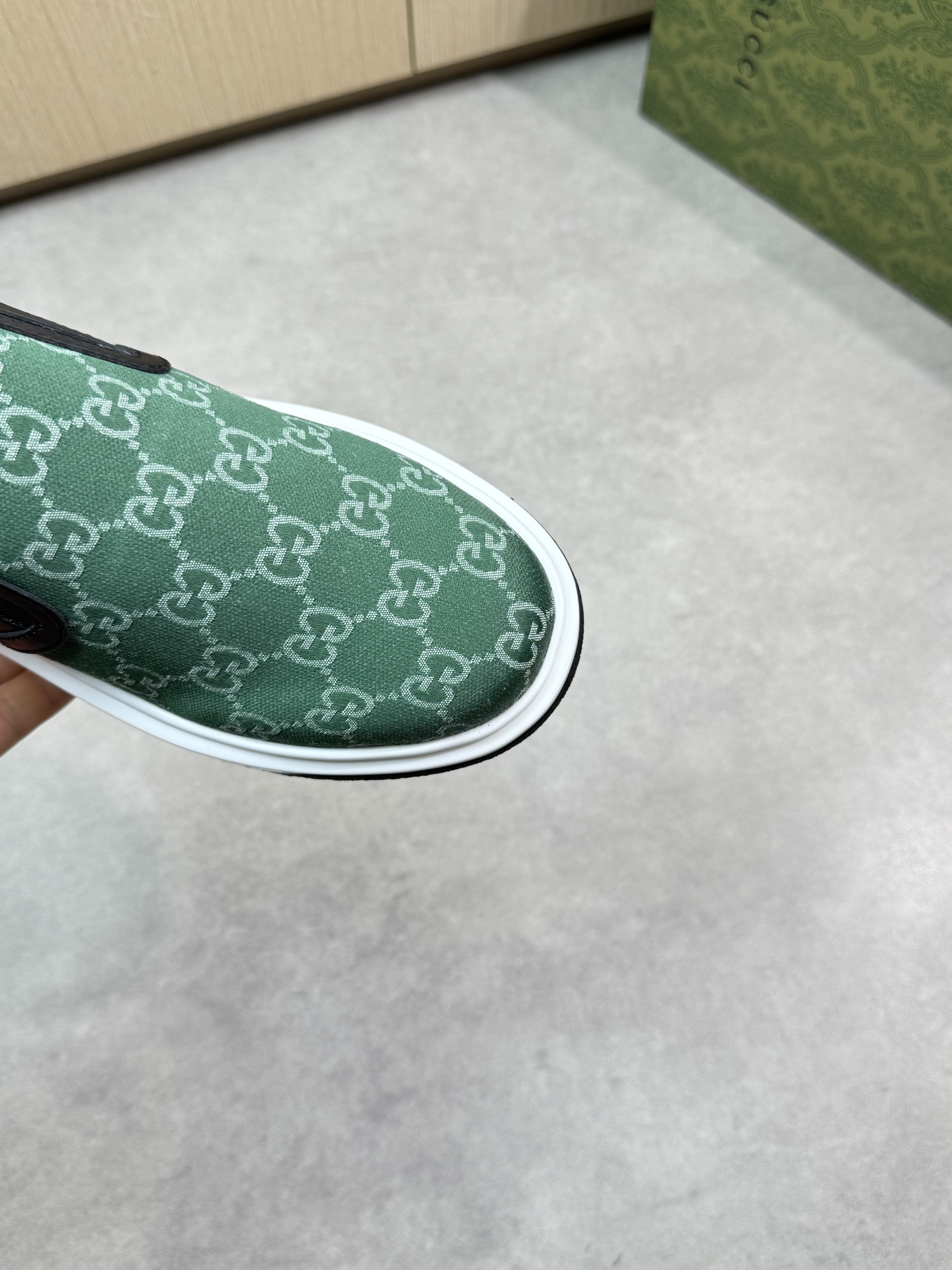Gucci Men's Green GG Supreme Canvas Slip-On Sneakers, Size 38-44 7 i1744737474 4450 5