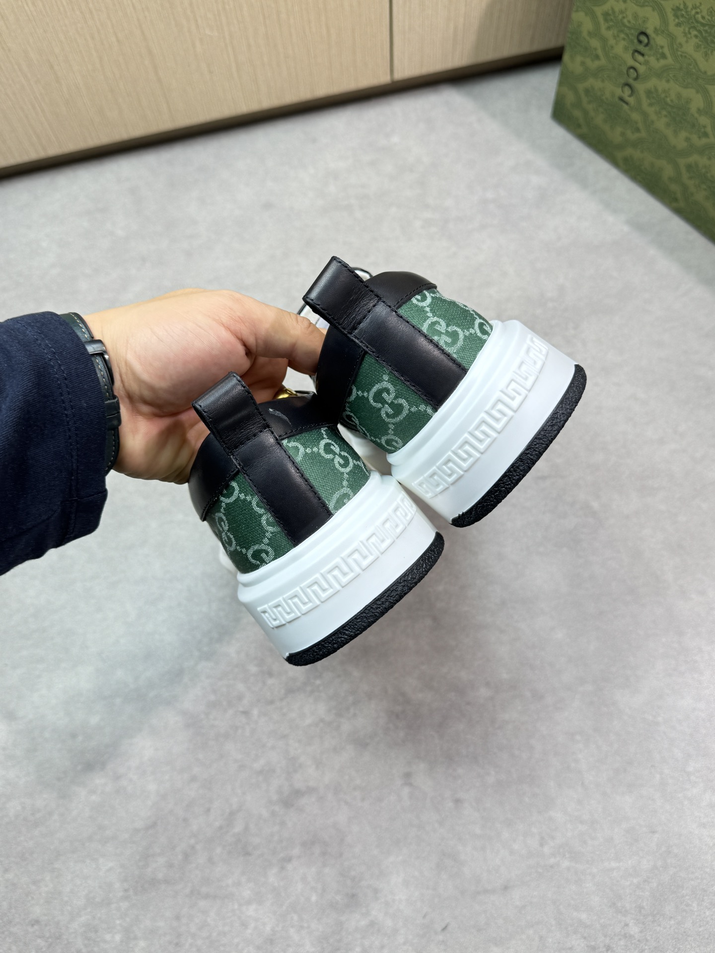 Gucci Men's Green GG Supreme Canvas Slip-On Sneakers, Size 38-44 9 i1744737474 9335 7