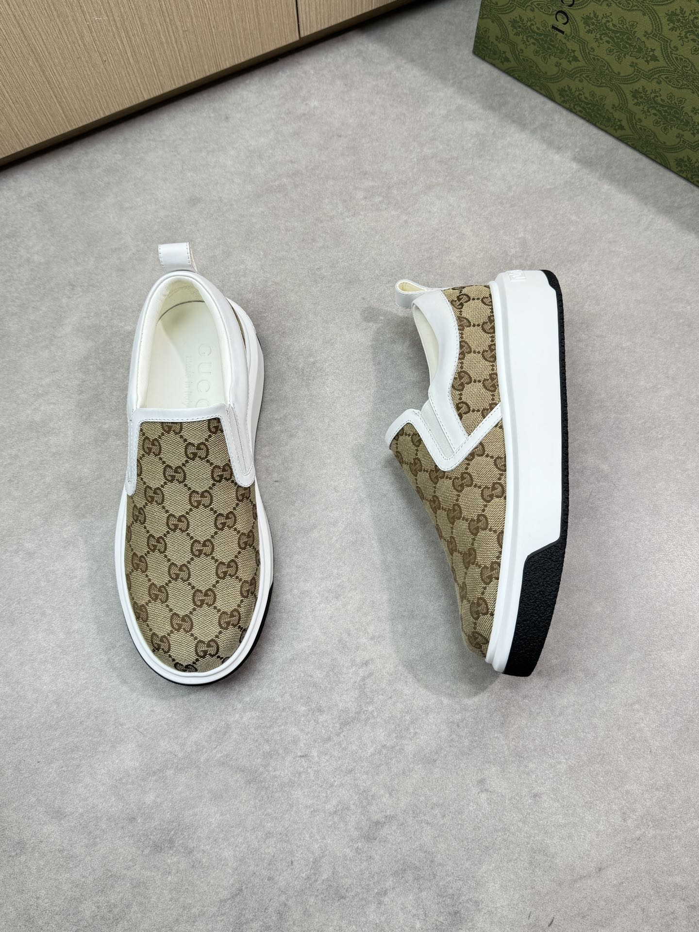 Gucci Slip-On Sneakers in GG Canvas with Leather Trim, Size 38-44 3 i1744737493 2113 1