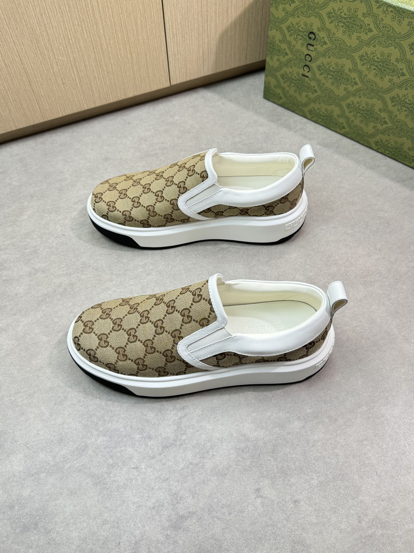 Gucci Slip-On Sneakers in GG Canvas with Leather Trim, Size 38-44 4 i1744737493 2269 2