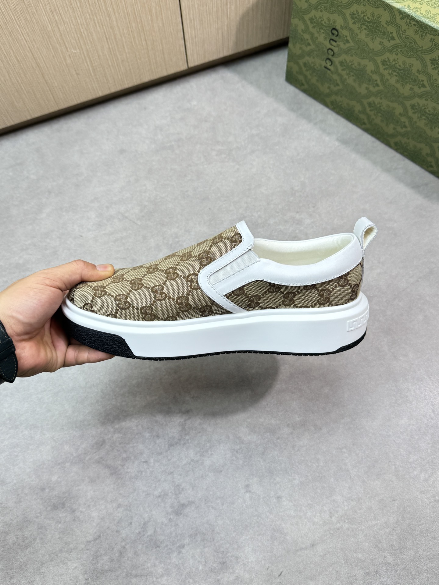Gucci Slip-On Sneakers in GG Canvas with Leather Trim, Size 38-44 6 i1744737493 8602 4