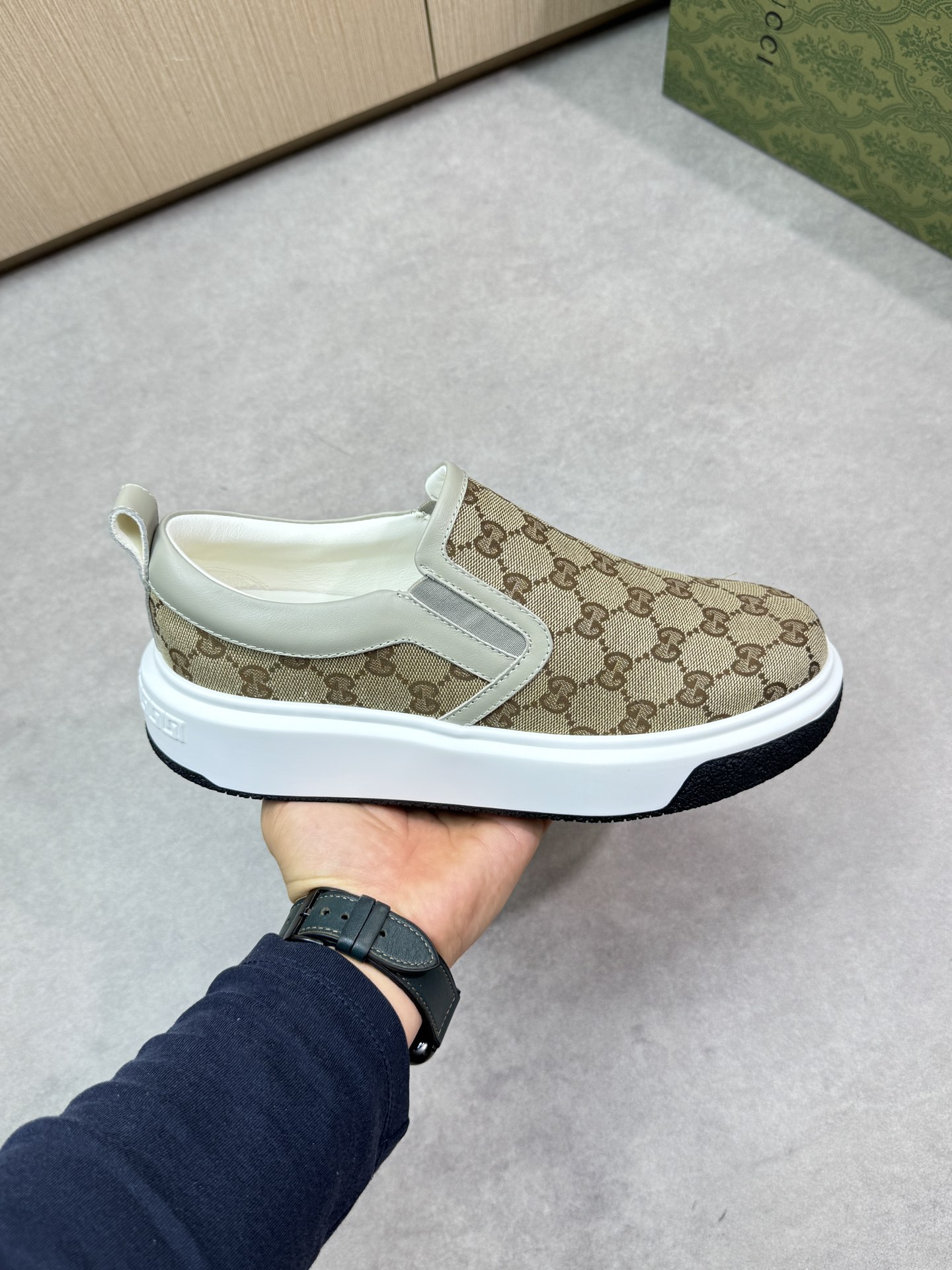 Gucci Slip-On Sneakers in Signature GG Canvas - Comfortable and Stylish 5 i1744737507 6583 3