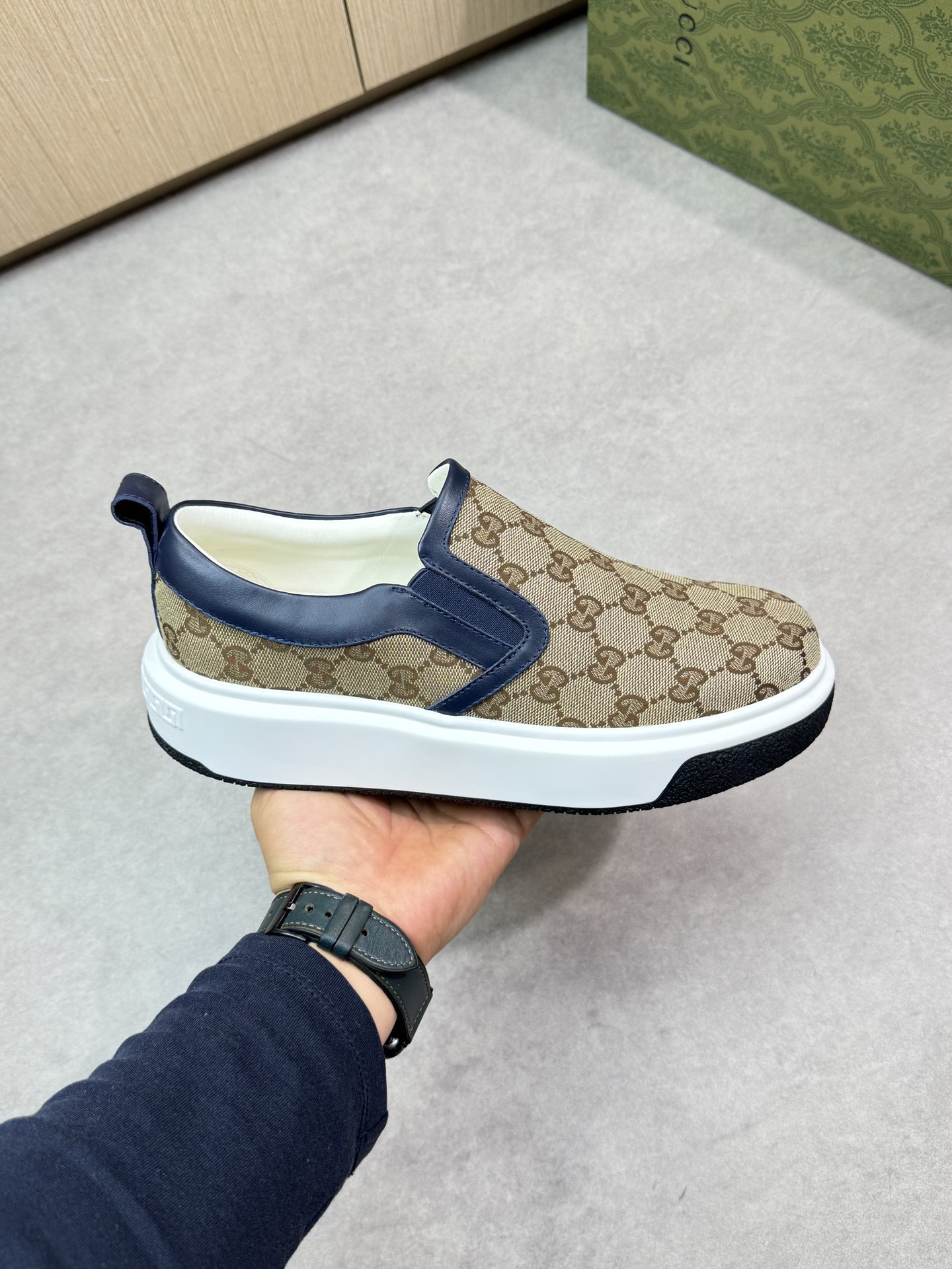 Gucci Slip-On Sneakers in Signature GG Canvas with Leather Trim - Size 38-44 5 i1744737525 2259 3