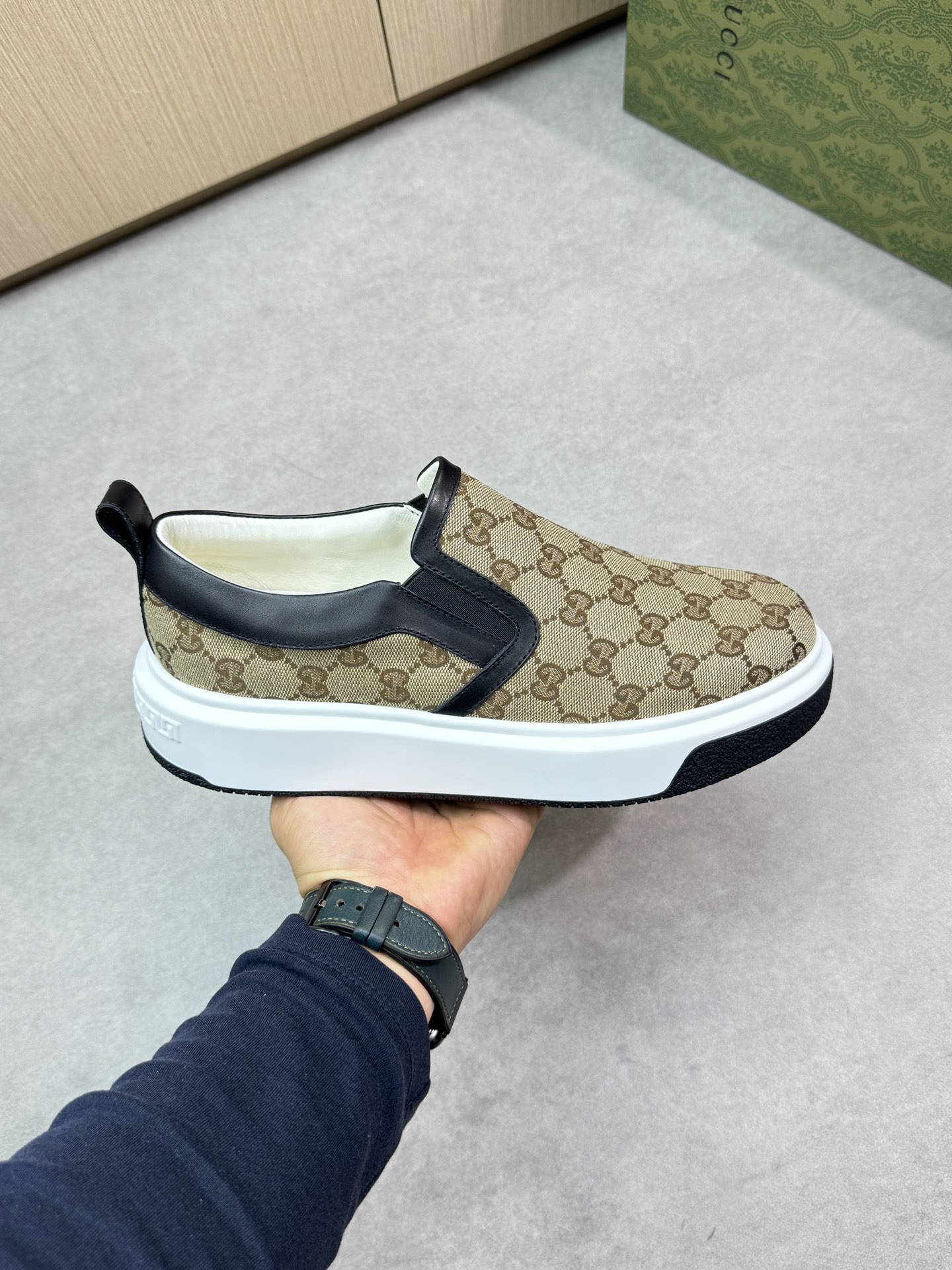 Gucci Slip-On Sneakers in Signature GG Canvas with Leather Trim 5 i1744737538 1570 3
