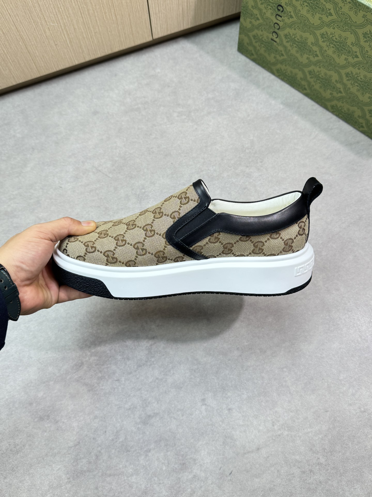 Gucci Slip-On Sneakers in Signature GG Canvas with Leather Trim 6 i1744737538 2761 4