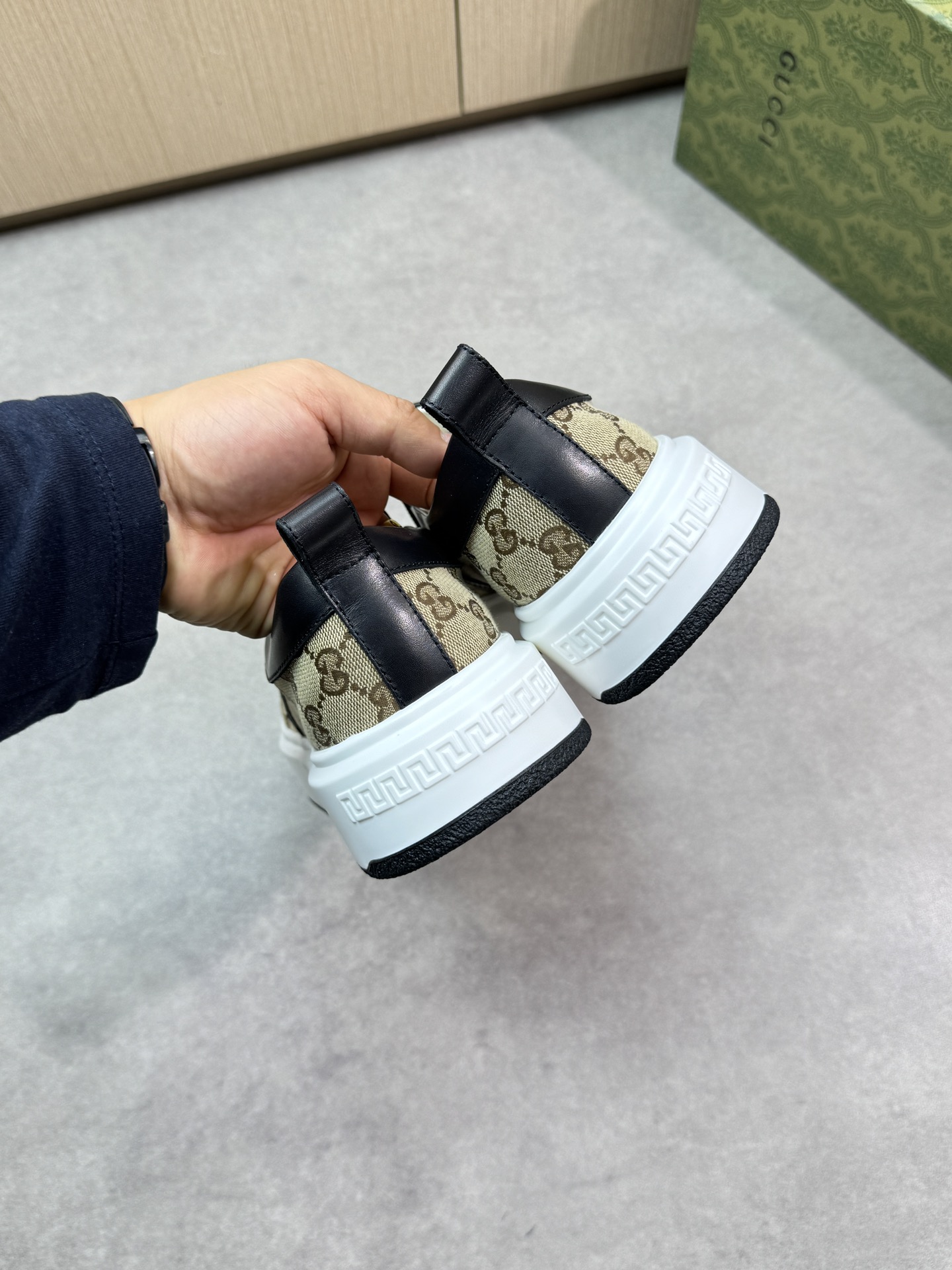 Gucci Slip-On Sneakers in Signature GG Canvas with Leather Trim 9 i1744737538 3781 7