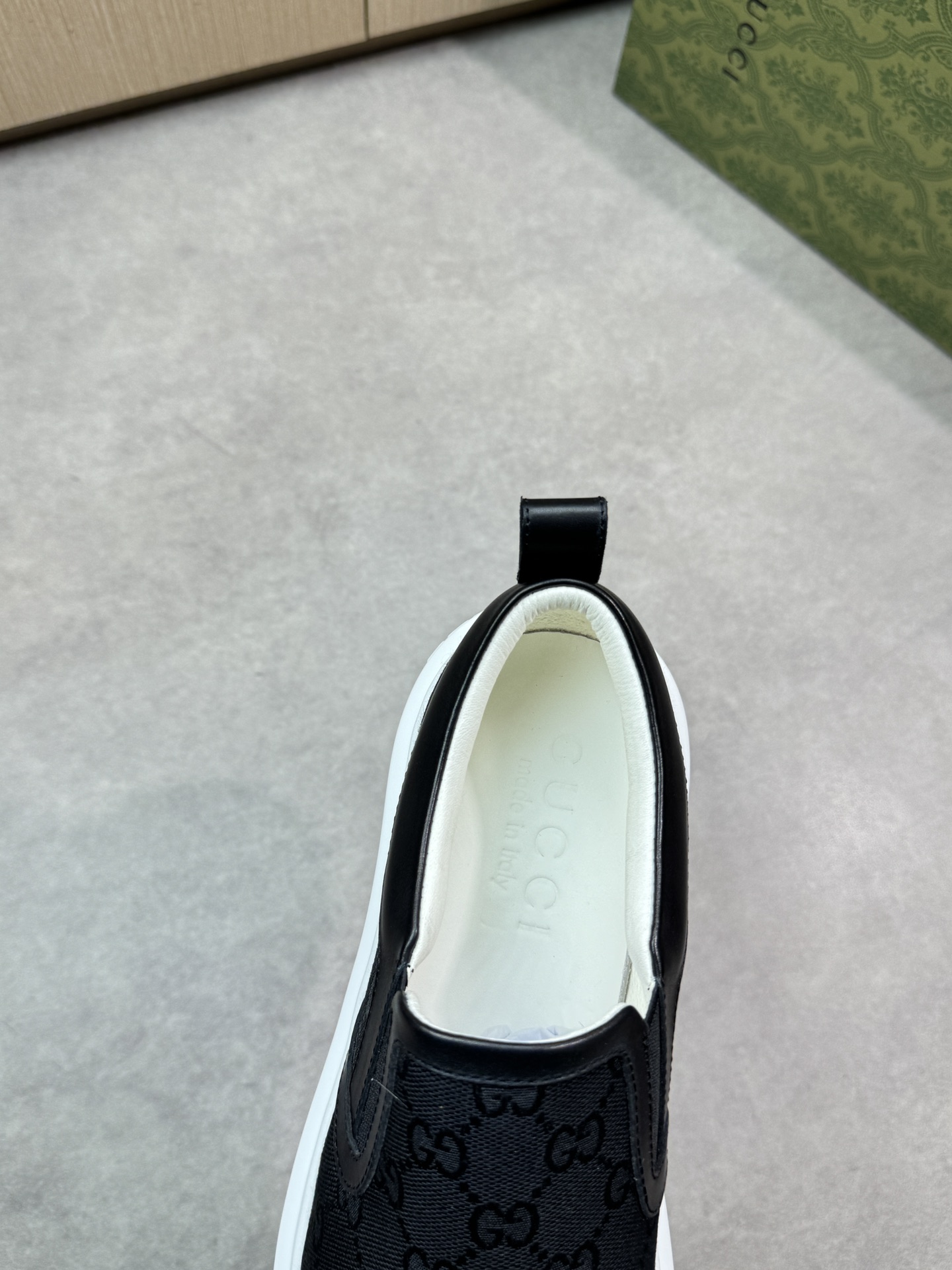 Gucci Men's Black Nappa Leather Slip-On Sneakers With GG Motif 8 i1744737550 8680 6