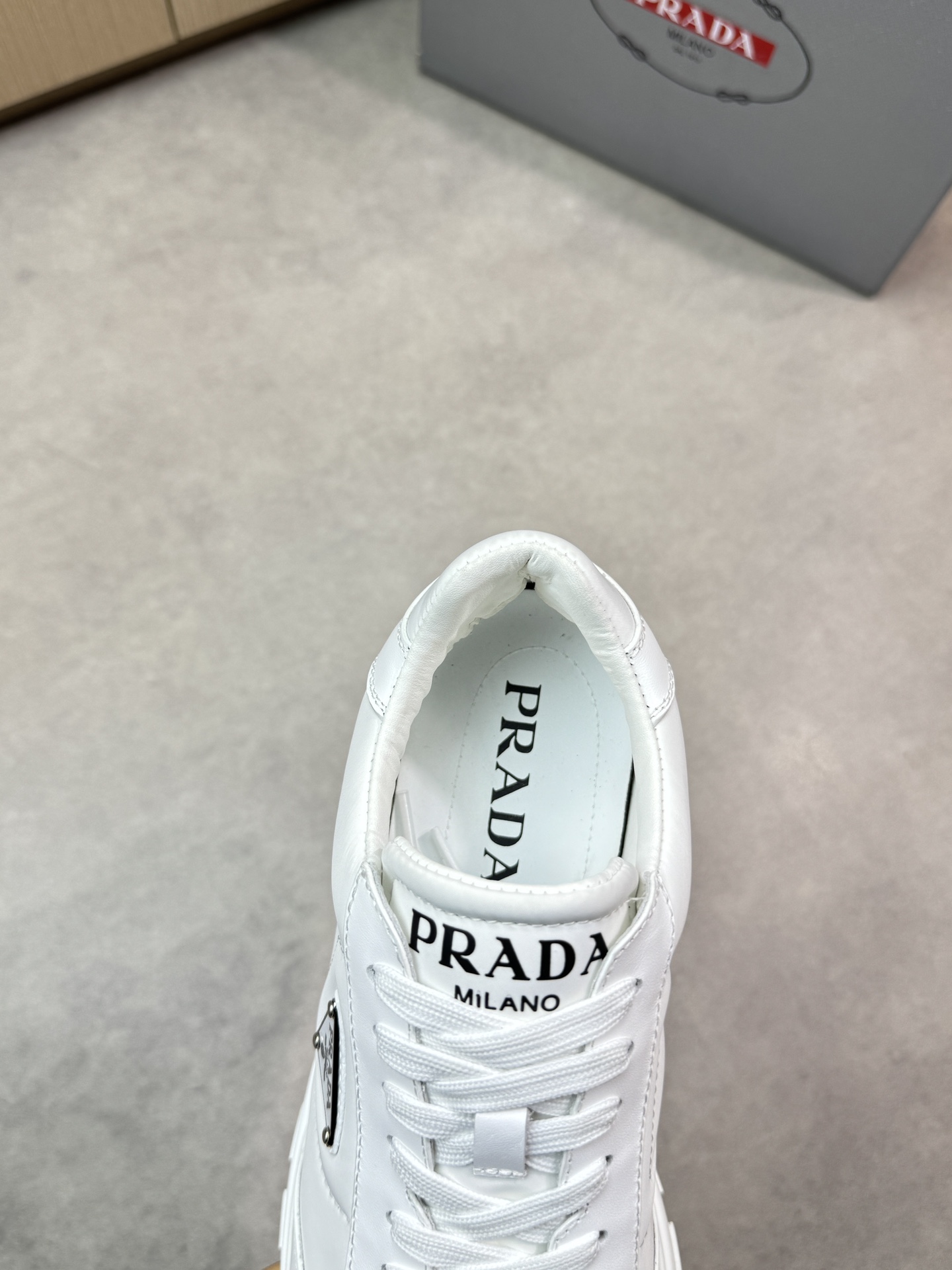 Prada White Nappa Leather Casual Sneakers with Metal Buckle, PR0121 8 i1744824596 279 6