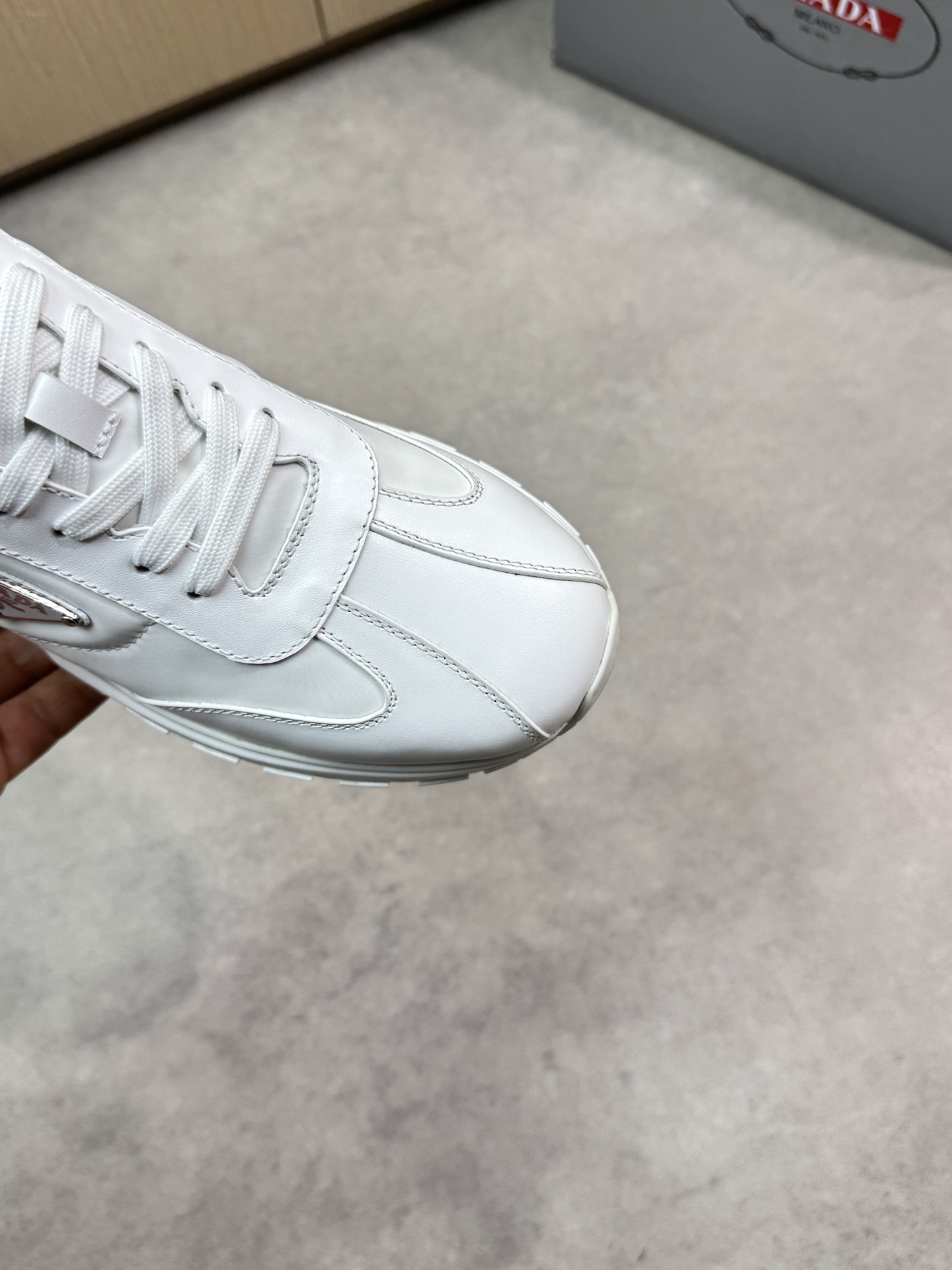 Prada White Nappa Leather Casual Sneakers with Metal Buckle, PR0121 7 i1744824596 4868 5