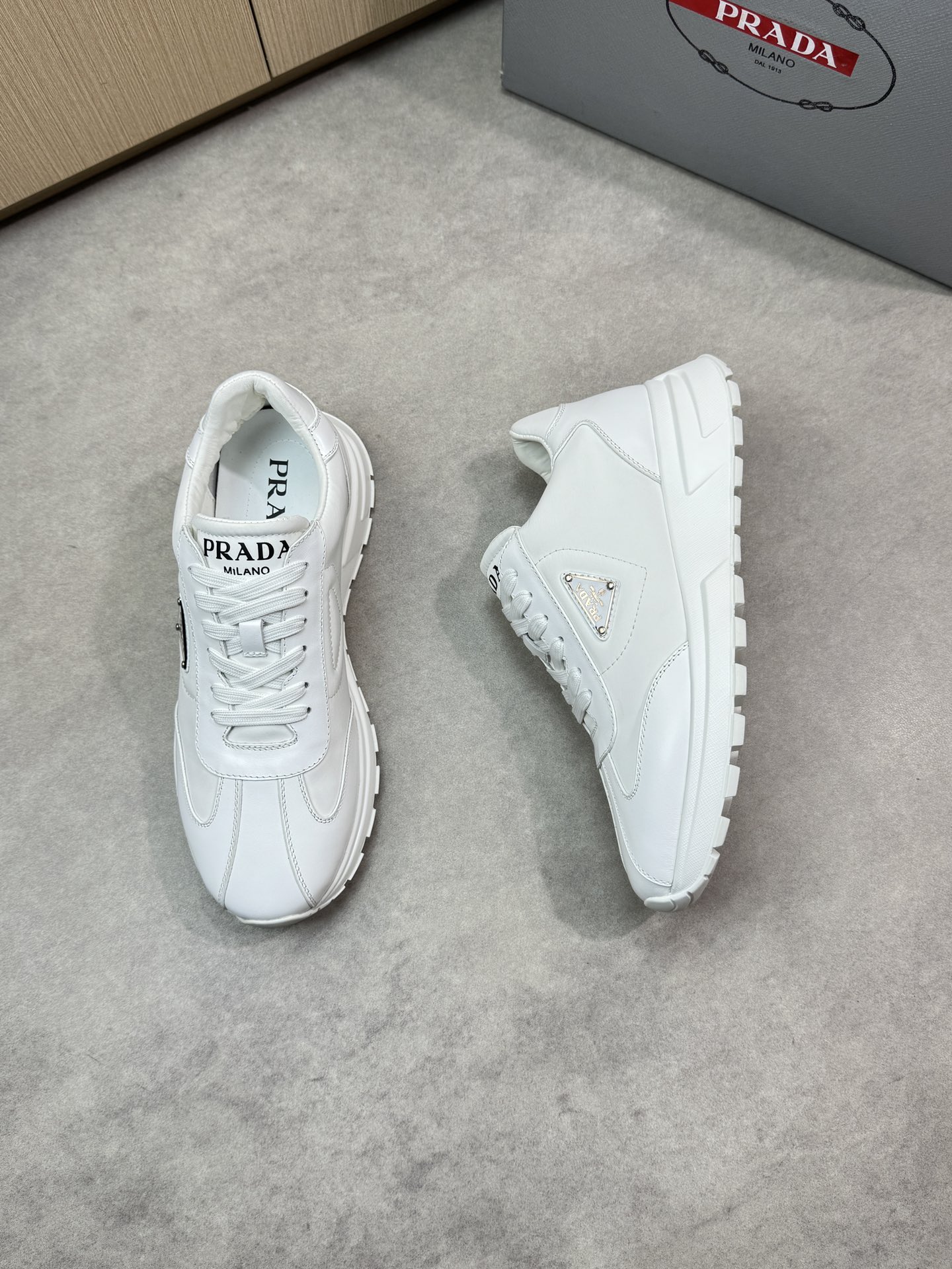 Prada White Nappa Leather Casual Sneakers with Metal Buckle, PR0121 3 i1744824596 9714 1
