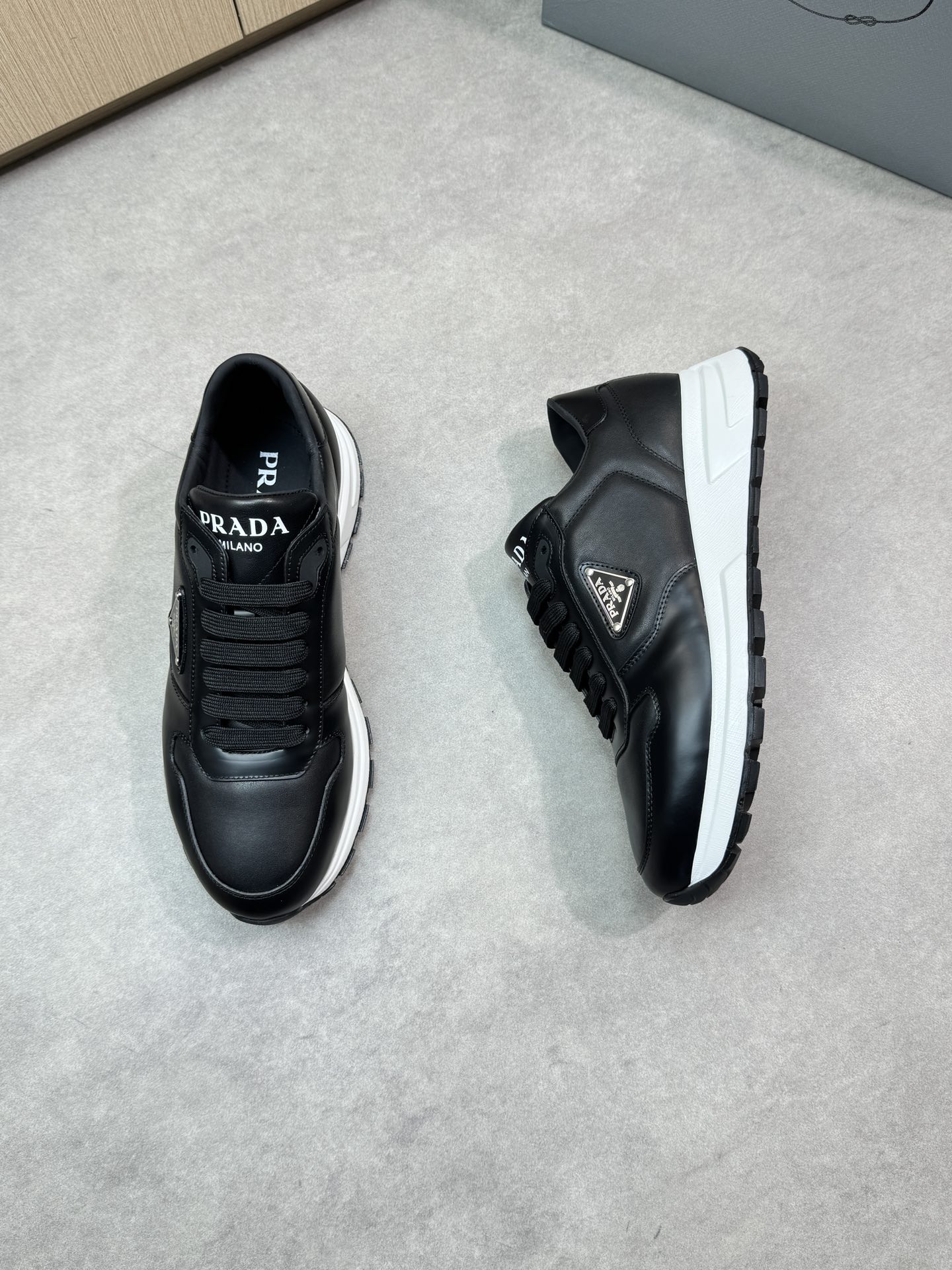 Prada Nappa Leather Sneakers Black, Classic Logo Accent, Comfortable Fit 3 i1744824933 8467 1