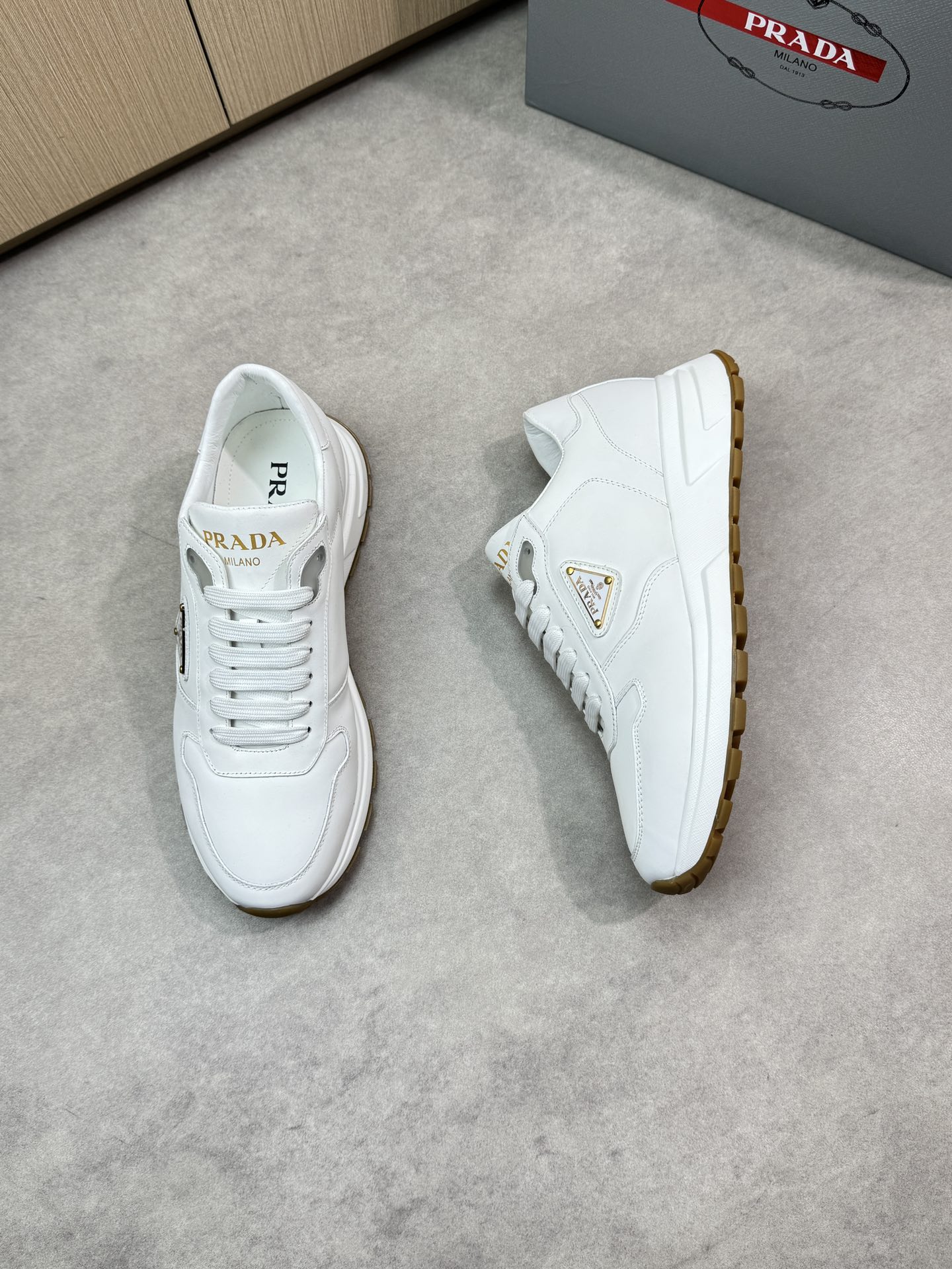 Prada Leather Fashion Sneakers, White Nappa Leather Comfortable Sport Shoes 3 i1744825053 5512 1