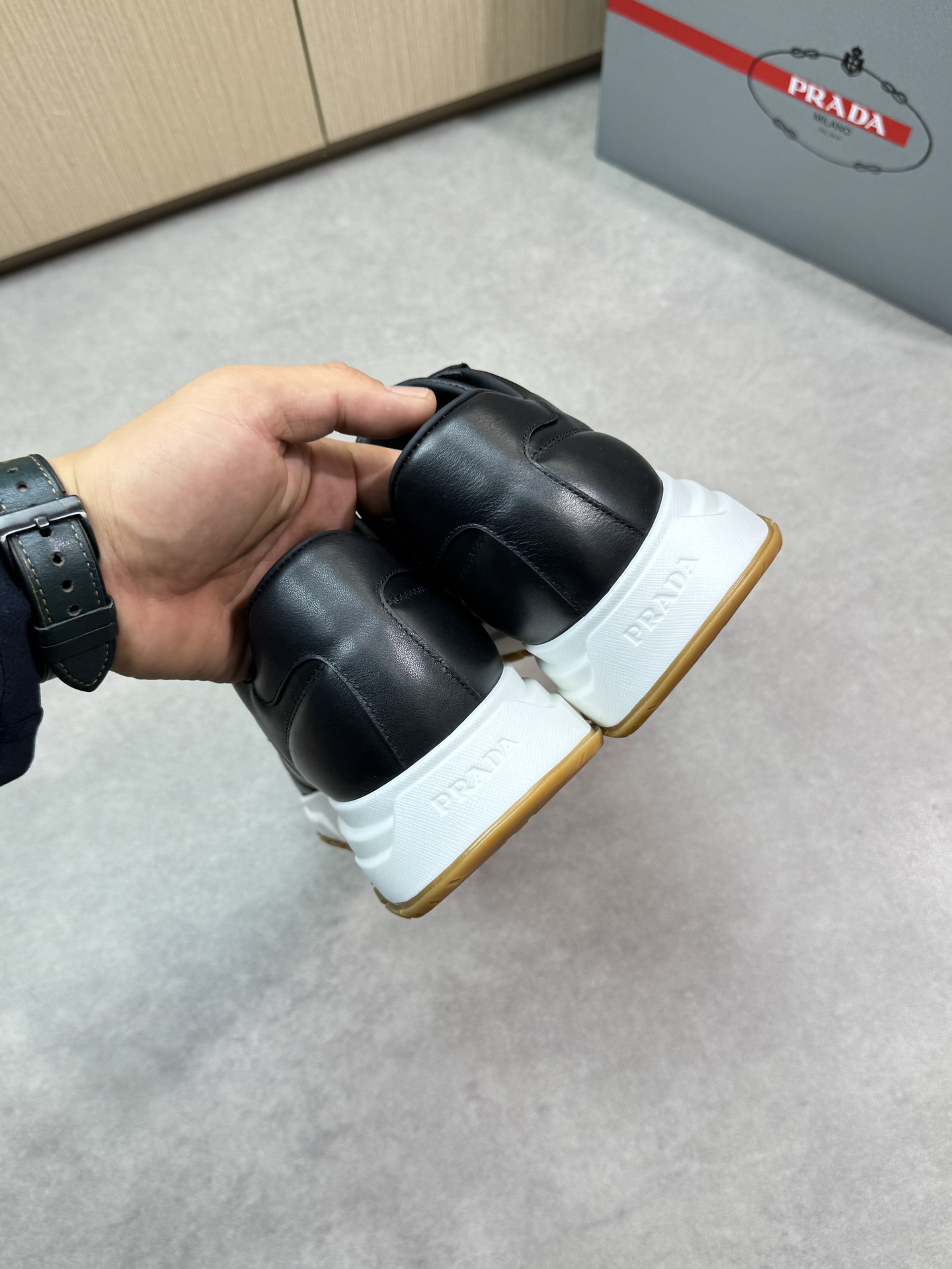 Prada Black Leather Sneakers with Logo Detail - Premium Quality & Comfort 9 i1744825082 170 6