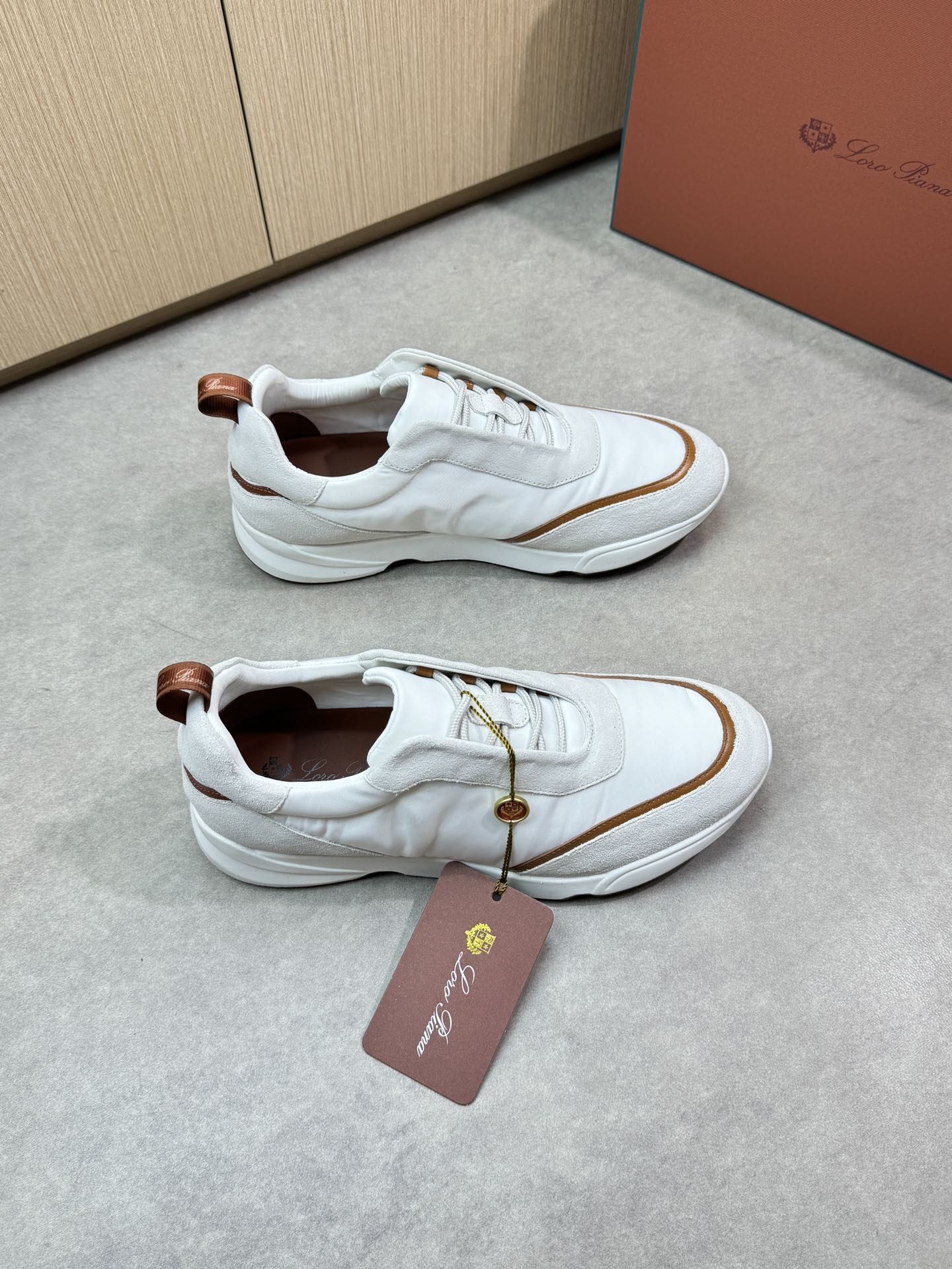 Loro Piana White Leather & Suede Casual Sneakers - Premium Quality 1 Loro Piana White Leather & Suede Casual Sneakers - Premium Quality