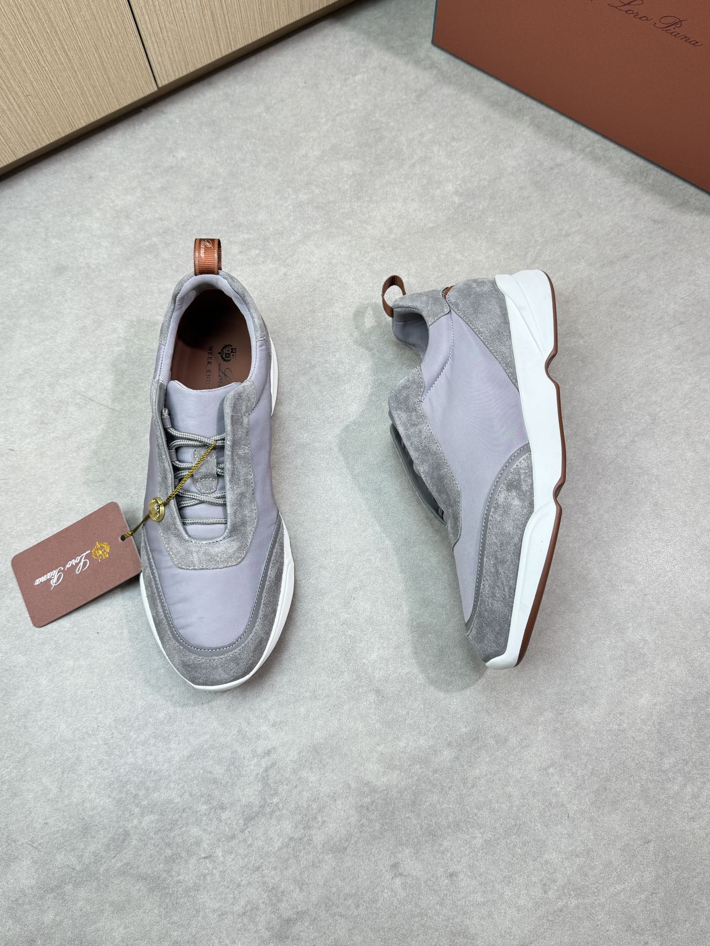 Loro Piana Men's Grey Suede & Canvas Sneakers - Casual Comfort 3 i1745081685 9534 1