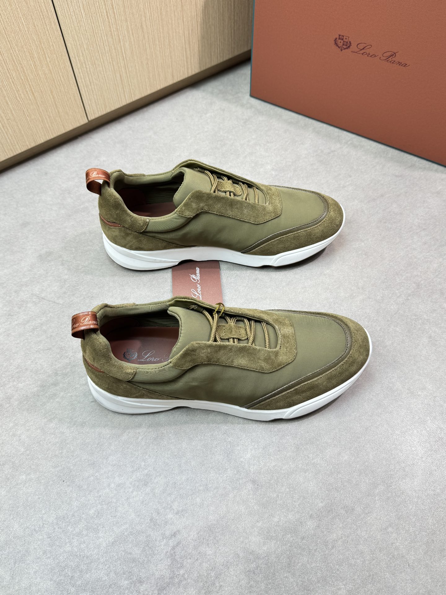 Loro Piana Men's Olive Green Suede & Canvas Casual Sneakers | Size 39-44 1 Loro Piana Men's Olive Green Suede & Canvas Casual Sneakers | Size 39-44