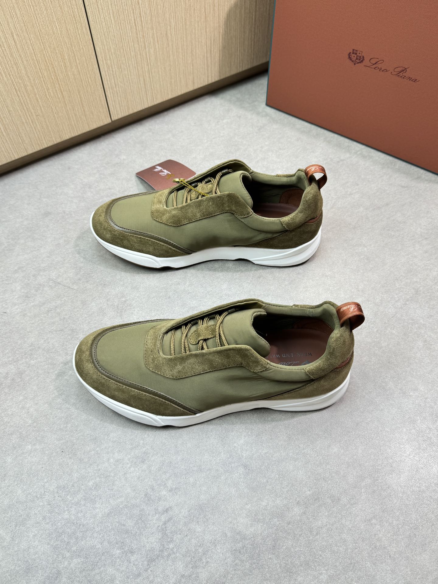 Loro Piana Men's Olive Green Suede & Canvas Casual Sneakers | Size 39-44 4 i1745081718 4155 2