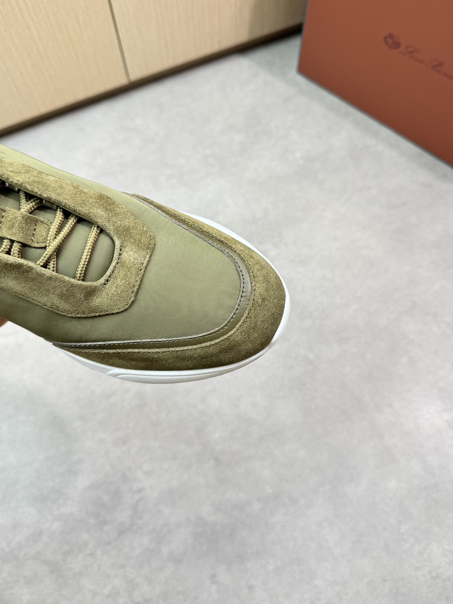 Loro Piana Men's Olive Green Suede & Canvas Casual Sneakers | Size 39-44 7 i1745081718 6744 5