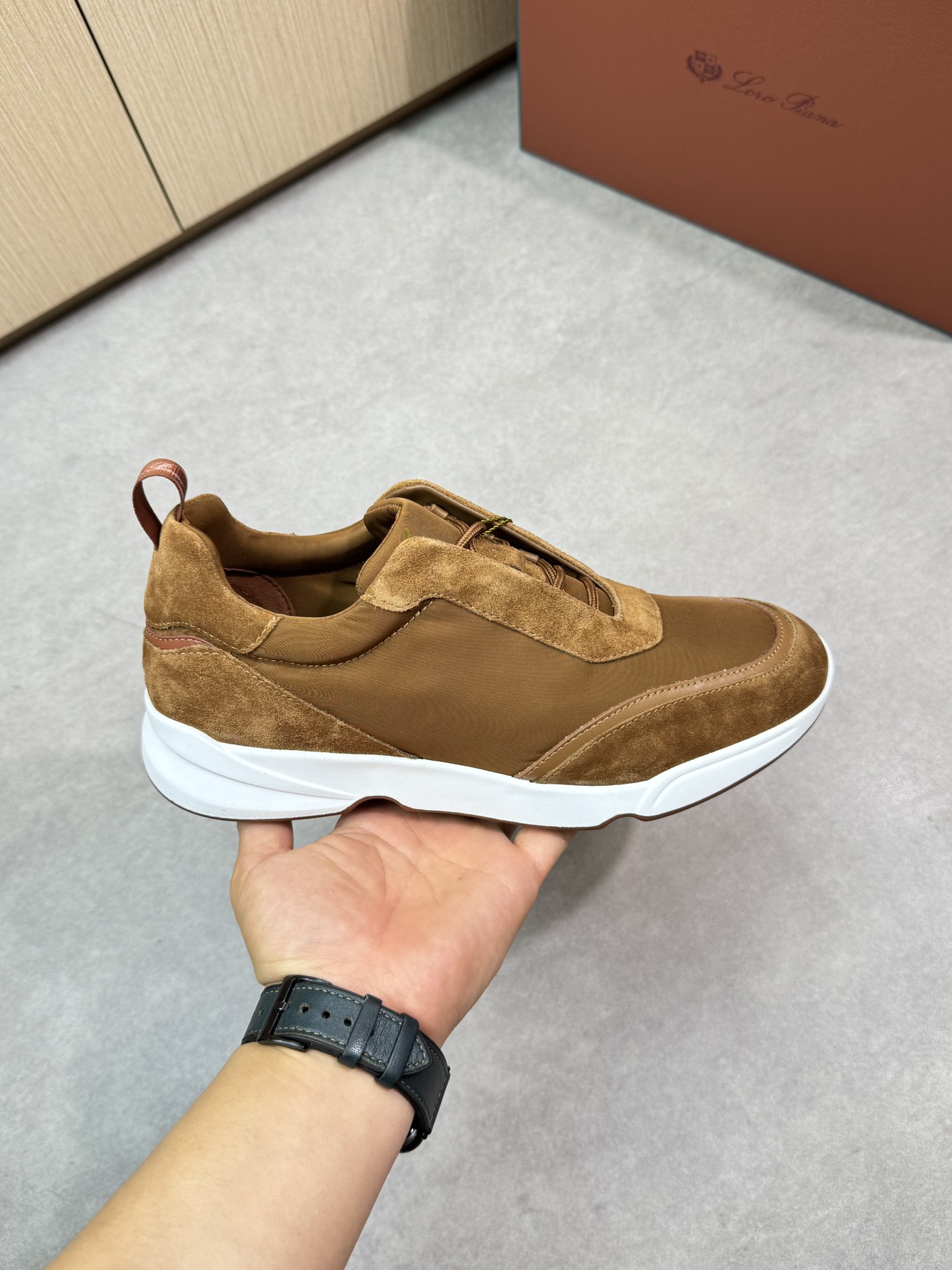 Loro Piana Men's Brown Suede & Canvas Casual Sneakers - Comfortable & Stylish 5 i1745081733 3650 3