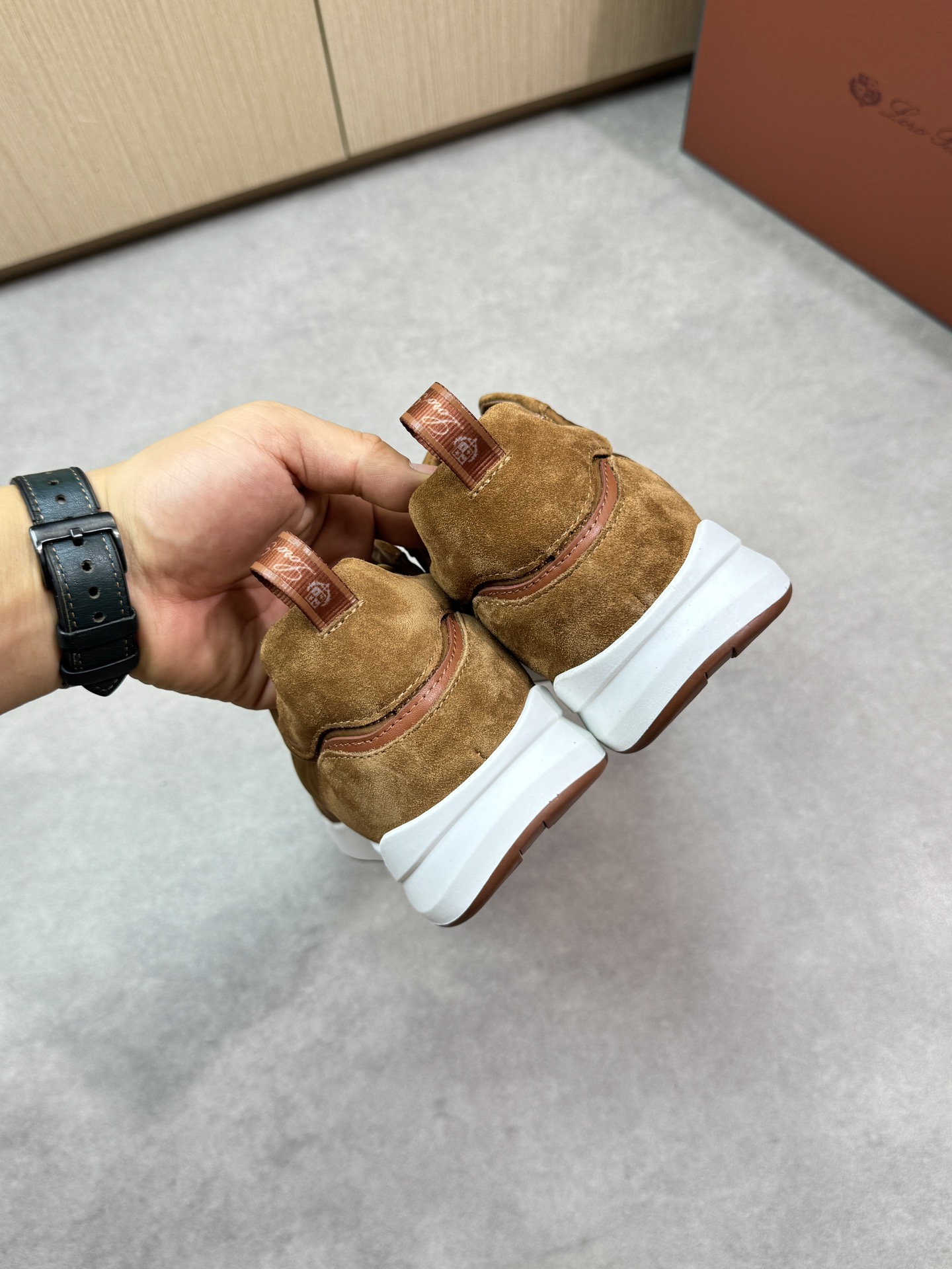 Loro Piana Men's Brown Suede & Canvas Casual Sneakers - Comfortable & Stylish 9 i1745081733 4770 7