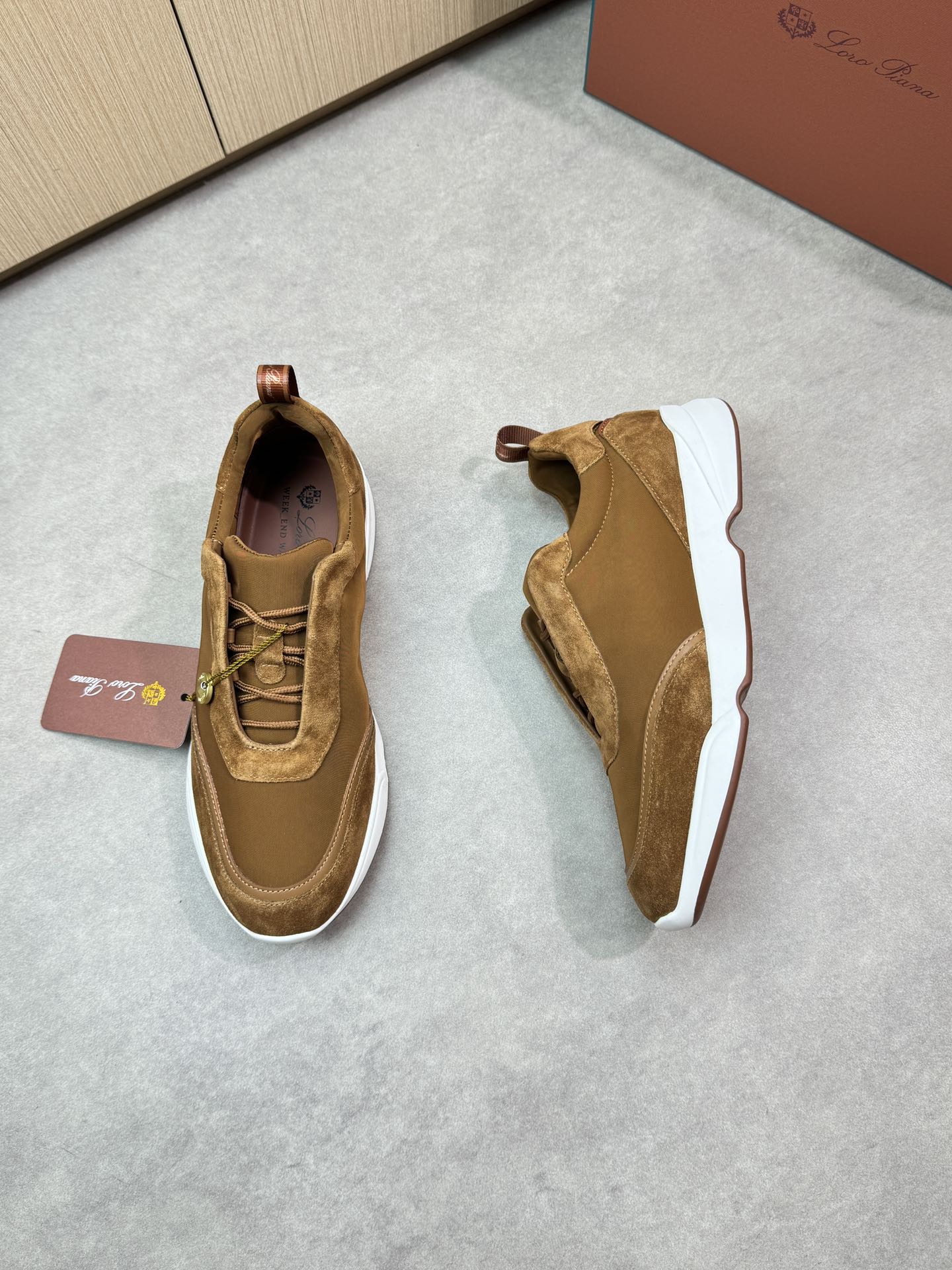 Loro Piana Men's Brown Suede & Canvas Casual Sneakers - Comfortable & Stylish 3 i1745081733 6770 1