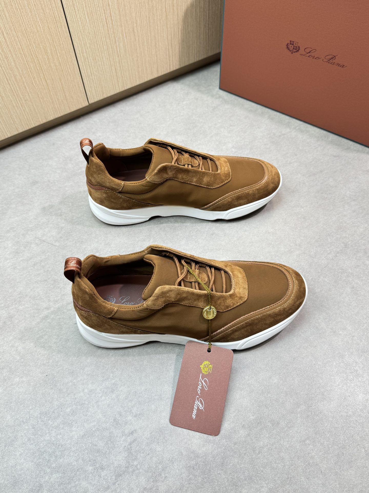 Loro Piana Men's Brown Suede & Canvas Casual Sneakers - Comfortable & Stylish 2 i1745081733 7053 0