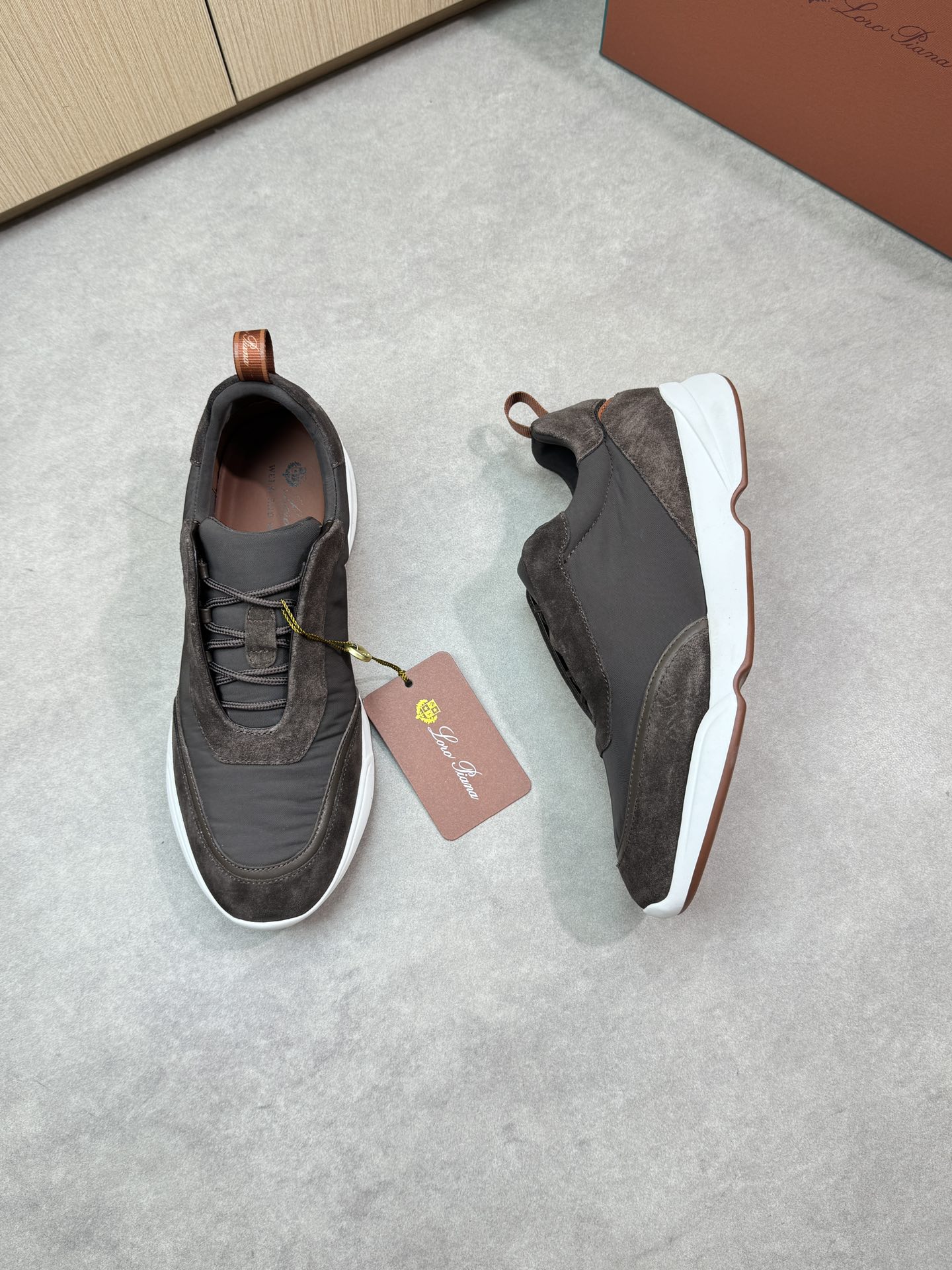 Loro Piana Men's Brown Suede & Canvas Casual Sneakers, Size 39-44 3 i1745081752 2734 1