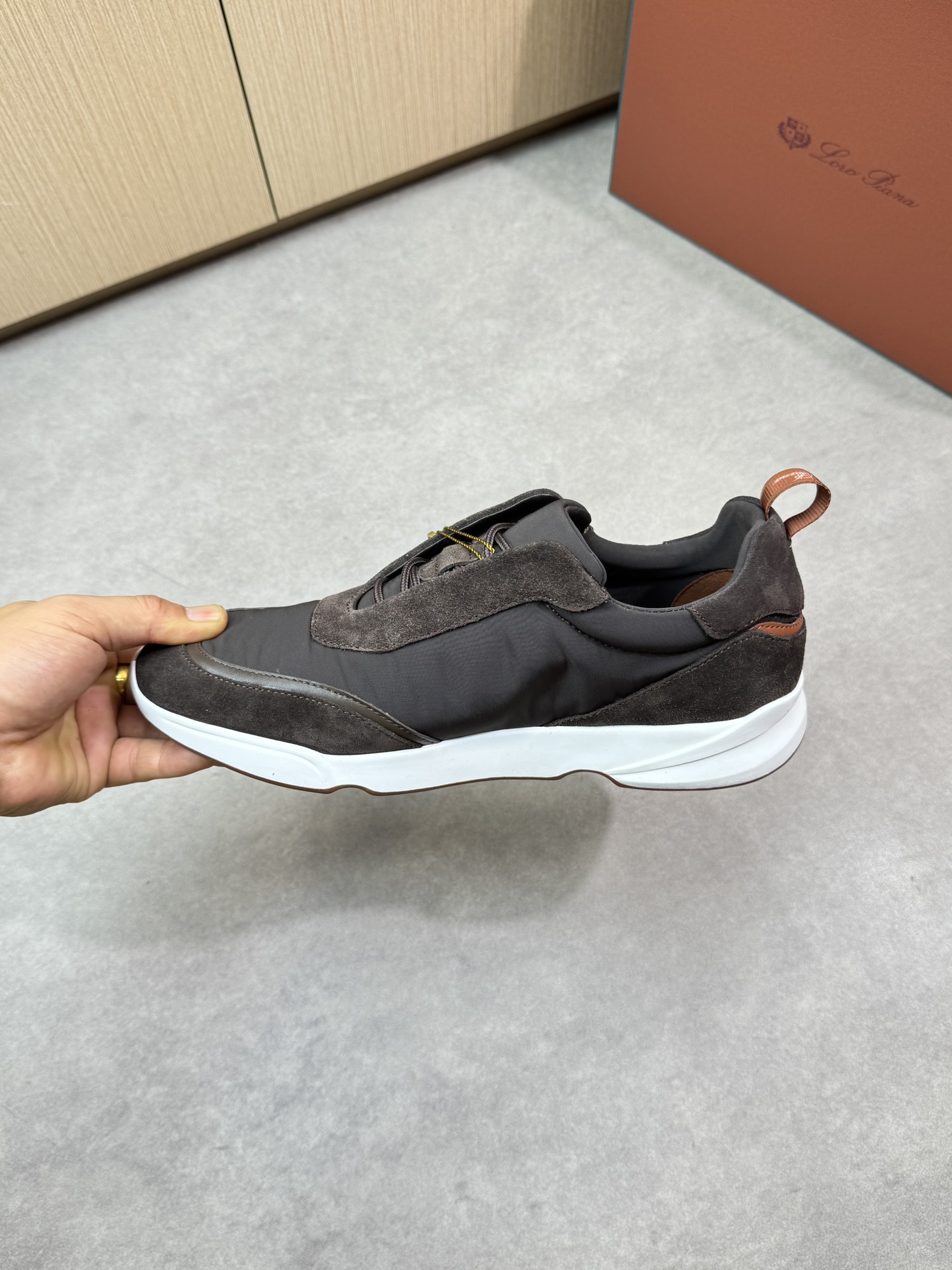 Loro Piana Men's Brown Suede & Canvas Casual Sneakers, Size 39-44 6 i1745081752 4824 4