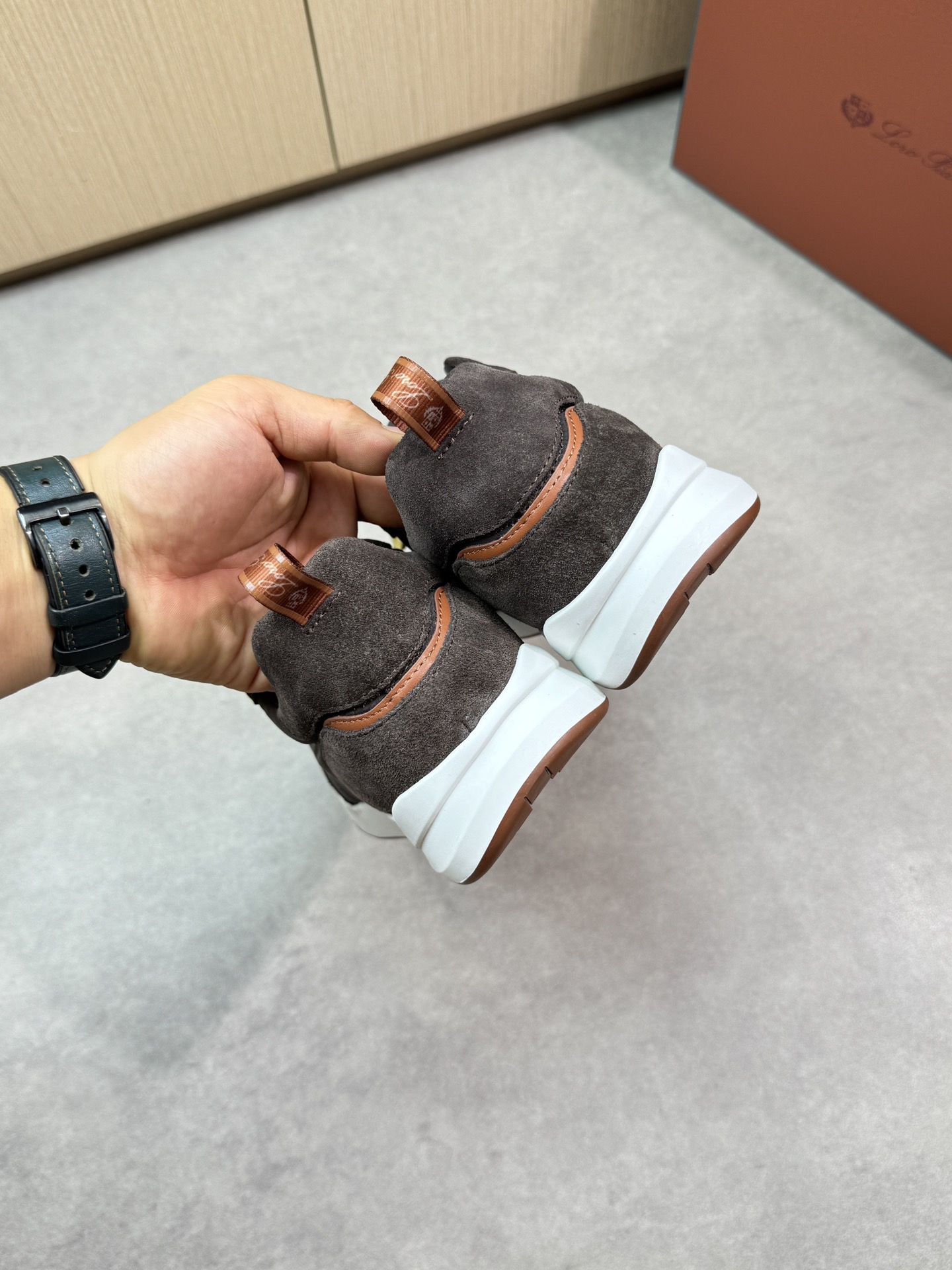 Loro Piana Men's Brown Suede & Canvas Casual Sneakers, Size 39-44 9 i1745081752 6612 7