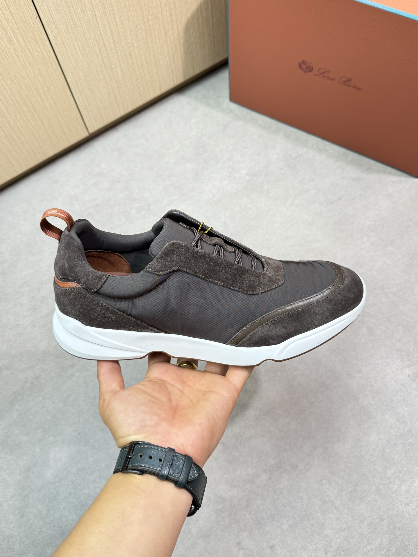 Loro Piana Men's Brown Suede & Canvas Casual Sneakers, Size 39-44 5 i1745081752 7025 3