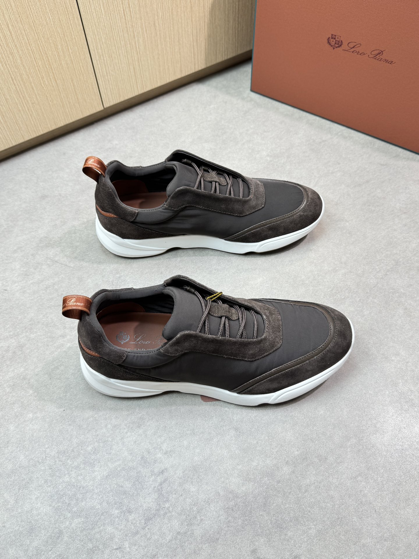 Loro Piana Men's Brown Suede & Canvas Casual Sneakers, Size 39-44 1 Loro Piana Men's Brown Suede & Canvas Casual Sneakers, Size 39-44