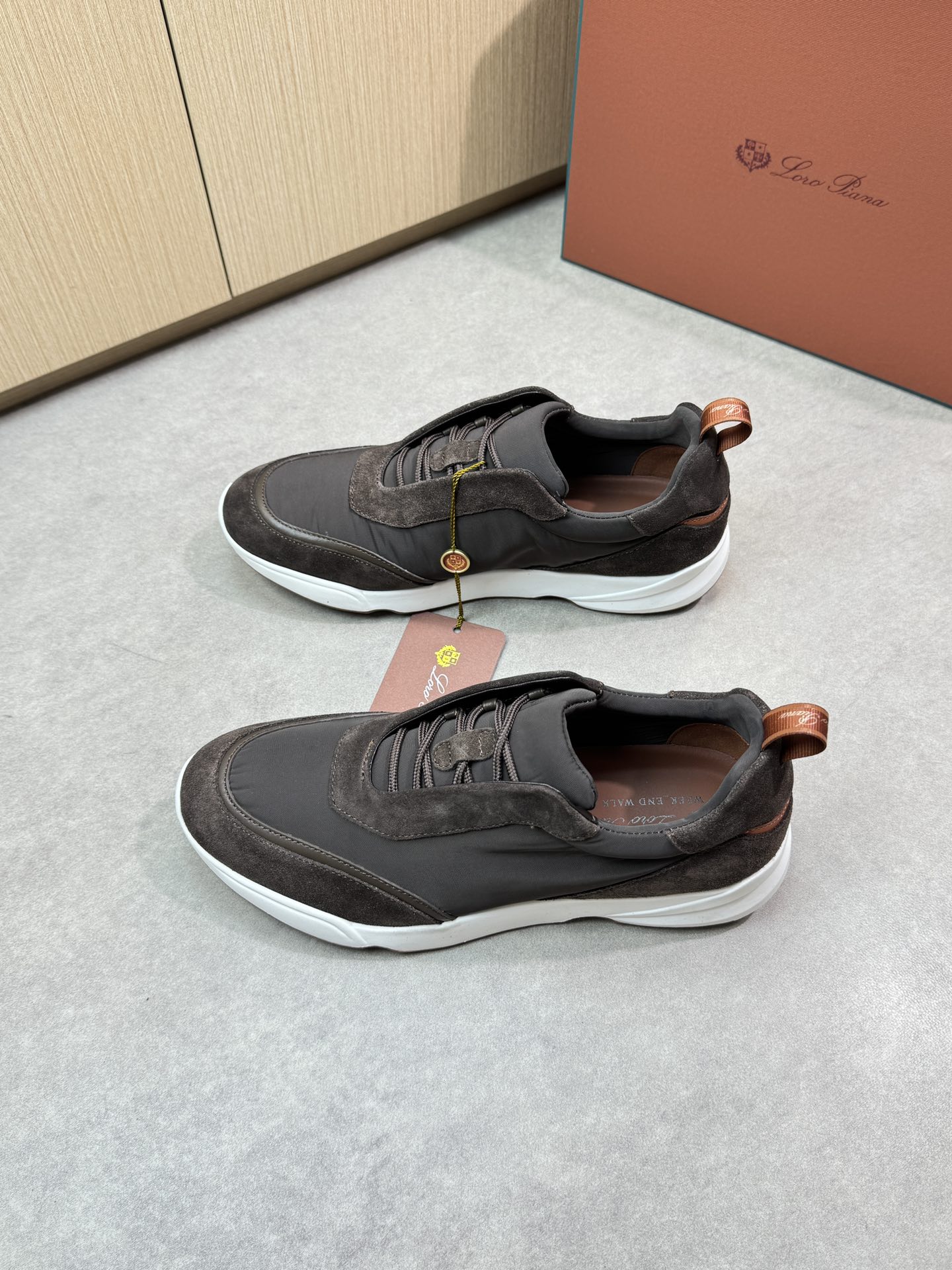 Loro Piana Men's Brown Suede & Canvas Casual Sneakers, Size 39-44 4 i1745081752 9985 2