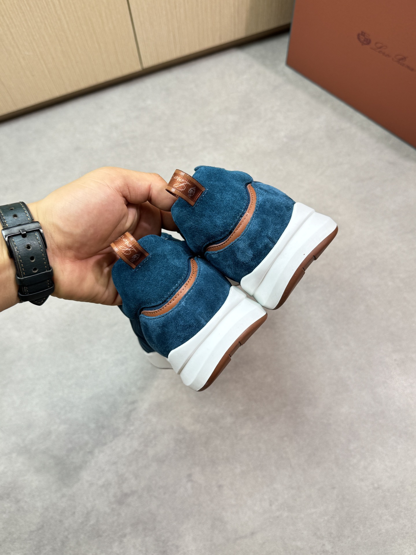 Loro Piana Men's Blue Suede and Canvas Luxury Sneakers, Sizes 39-44 9 i1745081768 6080 7