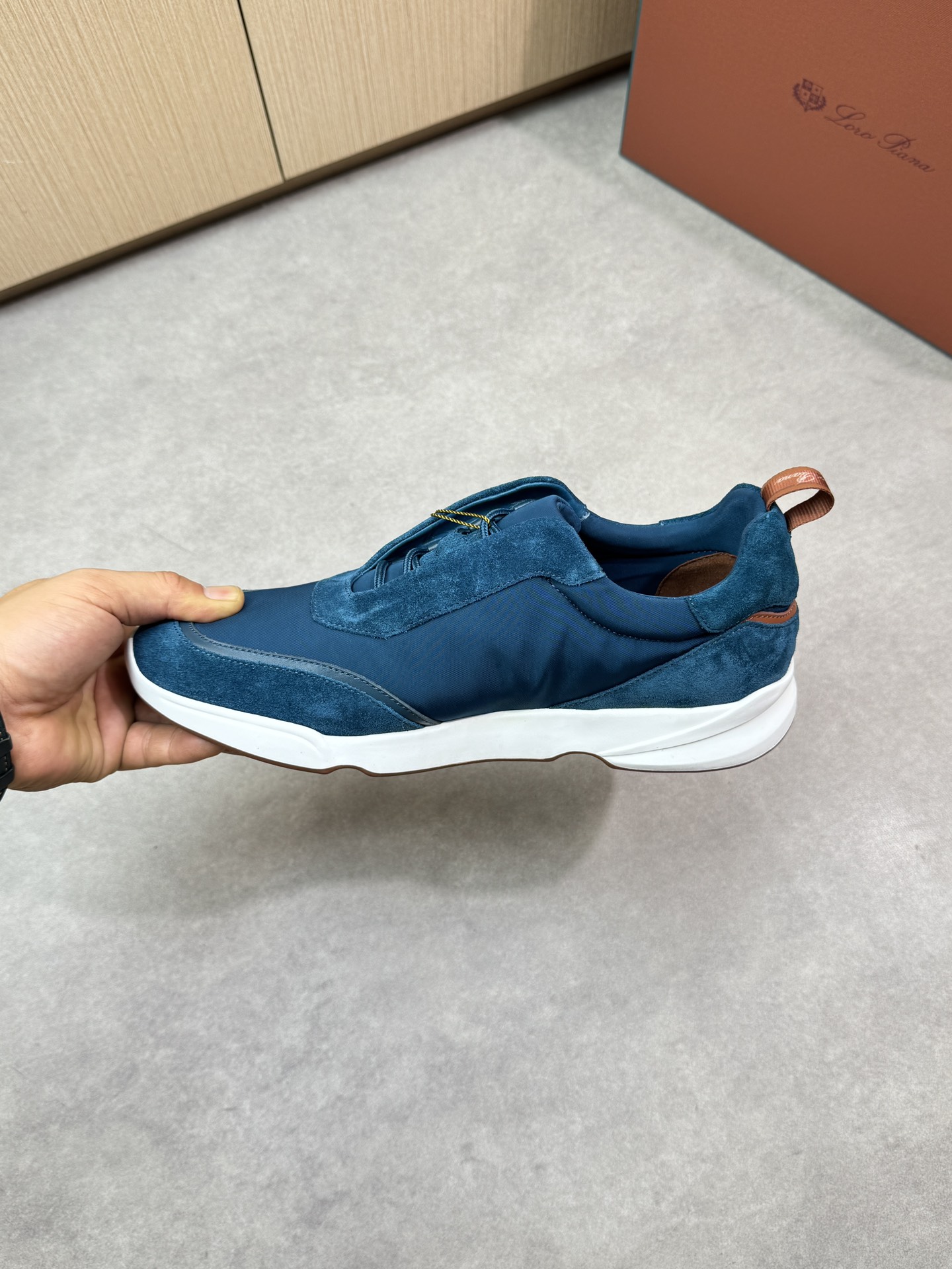Loro Piana Men's Blue Suede and Canvas Luxury Sneakers, Sizes 39-44 6 i1745081768 6231 4