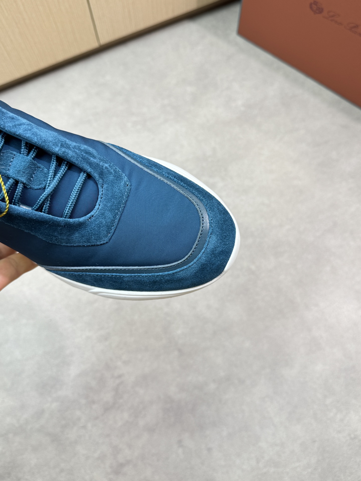 Loro Piana Men's Blue Suede and Canvas Luxury Sneakers, Sizes 39-44 7 i1745081768 8109 5