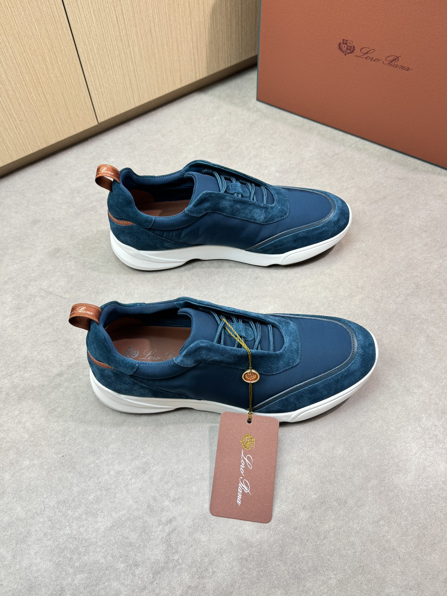 Loro Piana Men's Blue Suede and Canvas Luxury Sneakers, Sizes 39-44 2 i1745081768 9042 0